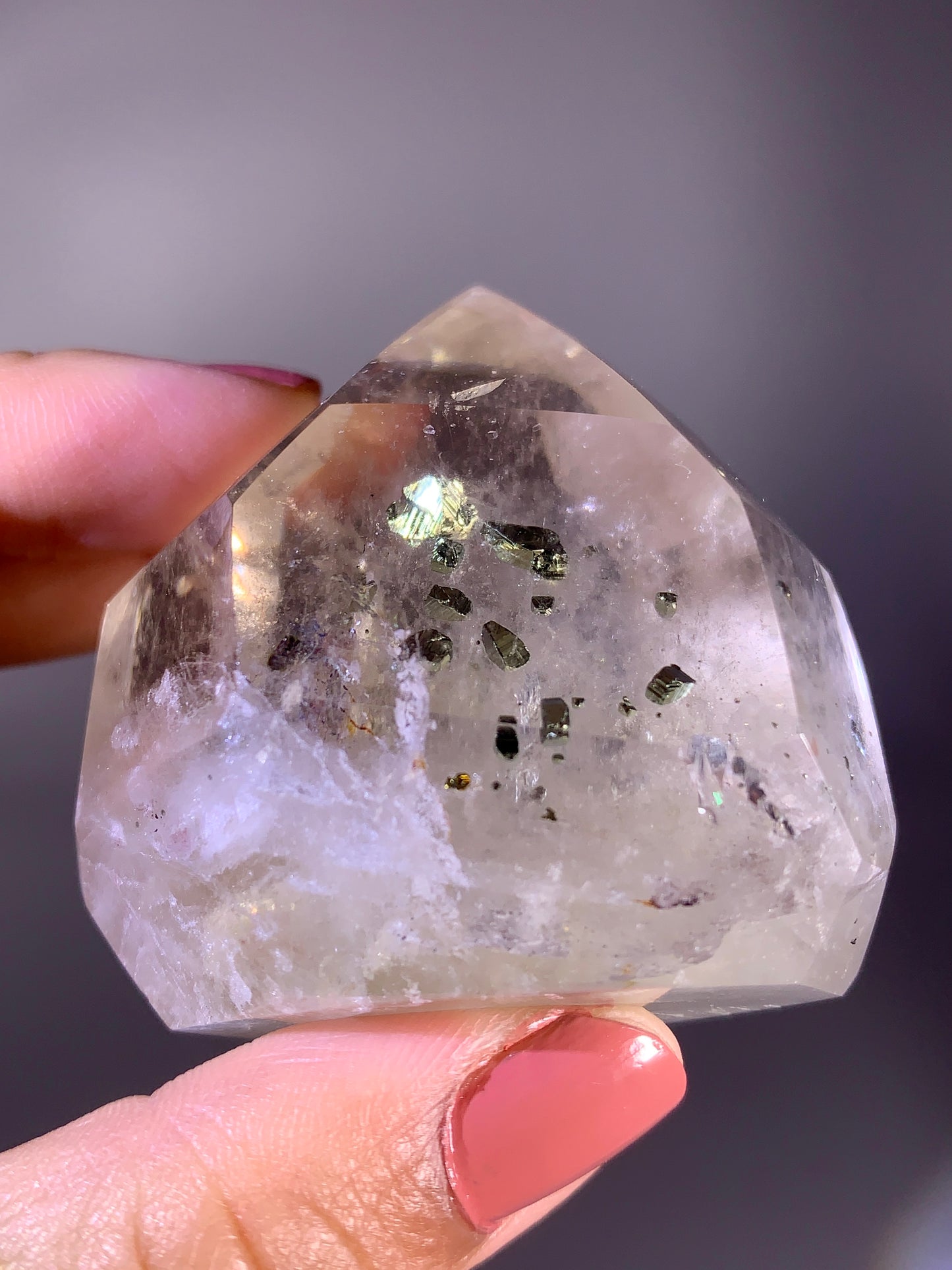 High-Quality Large Pyrite in Citrine Tower with Natural Rainbow from Brazil