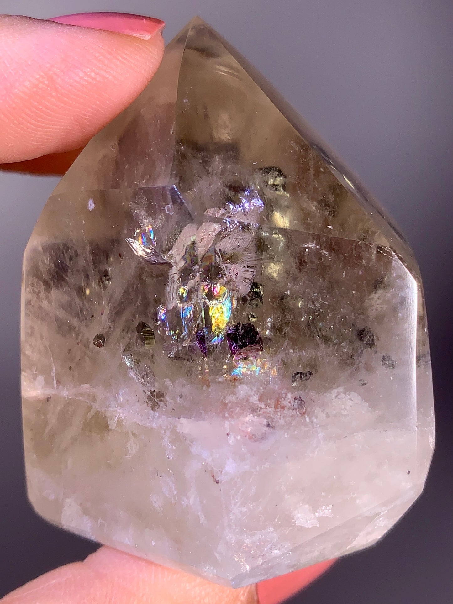 High-Quality Large Pyrite in Citrine Tower with Natural Rainbow from Brazil