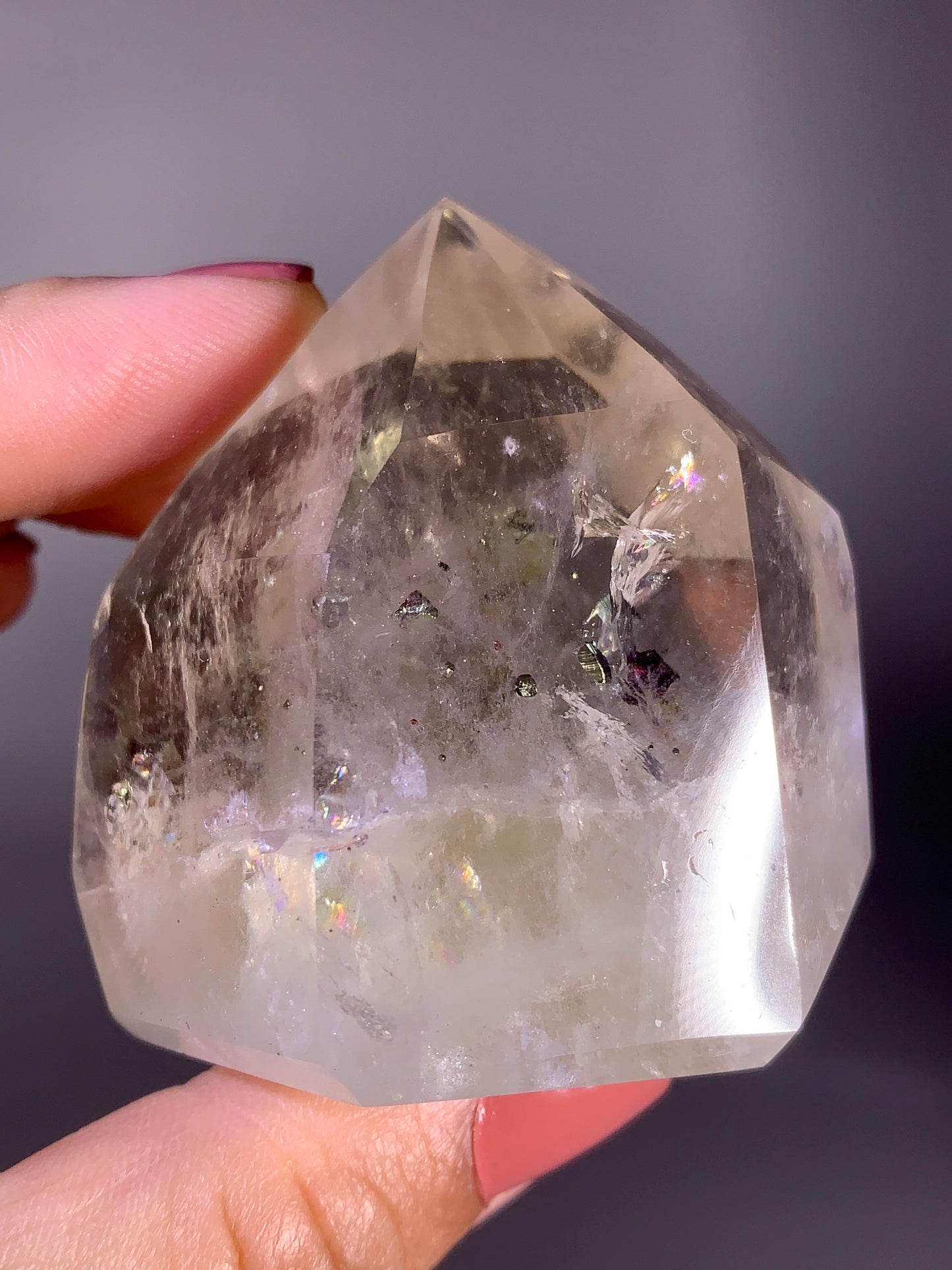 High-Quality Large Pyrite in Citrine Tower with Natural Rainbow from Brazil