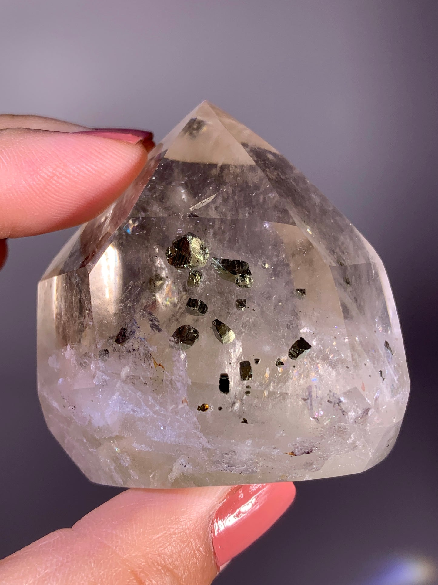 High-Quality Large Pyrite in Citrine Tower with Natural Rainbow from Brazil