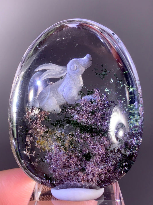 High-Quality Four Season Garden Quartz Carving Polished Teardrop from Brazil