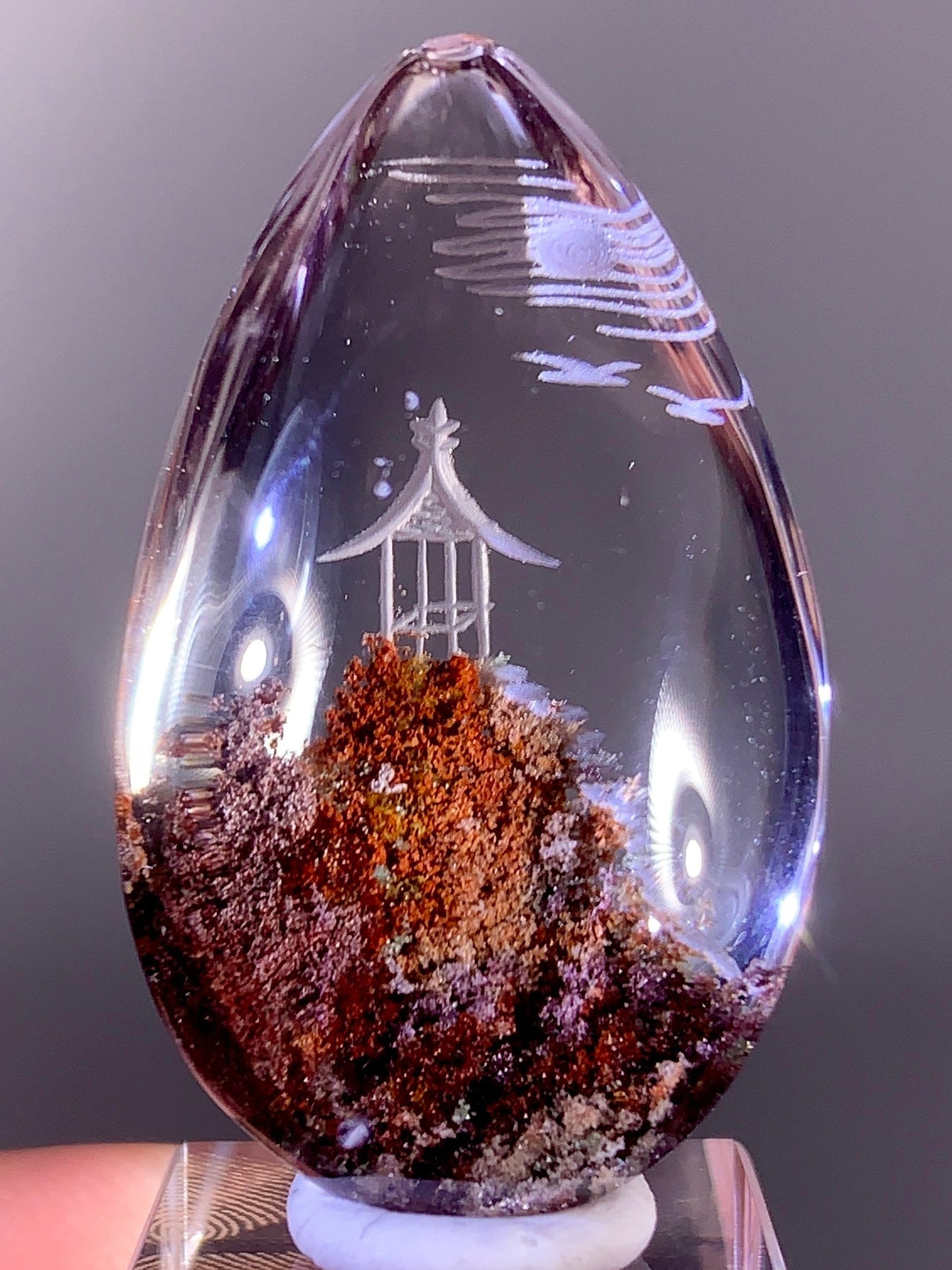 High-Quality Four Season Garden Quartz Carving Polished Teardrop from Brazil