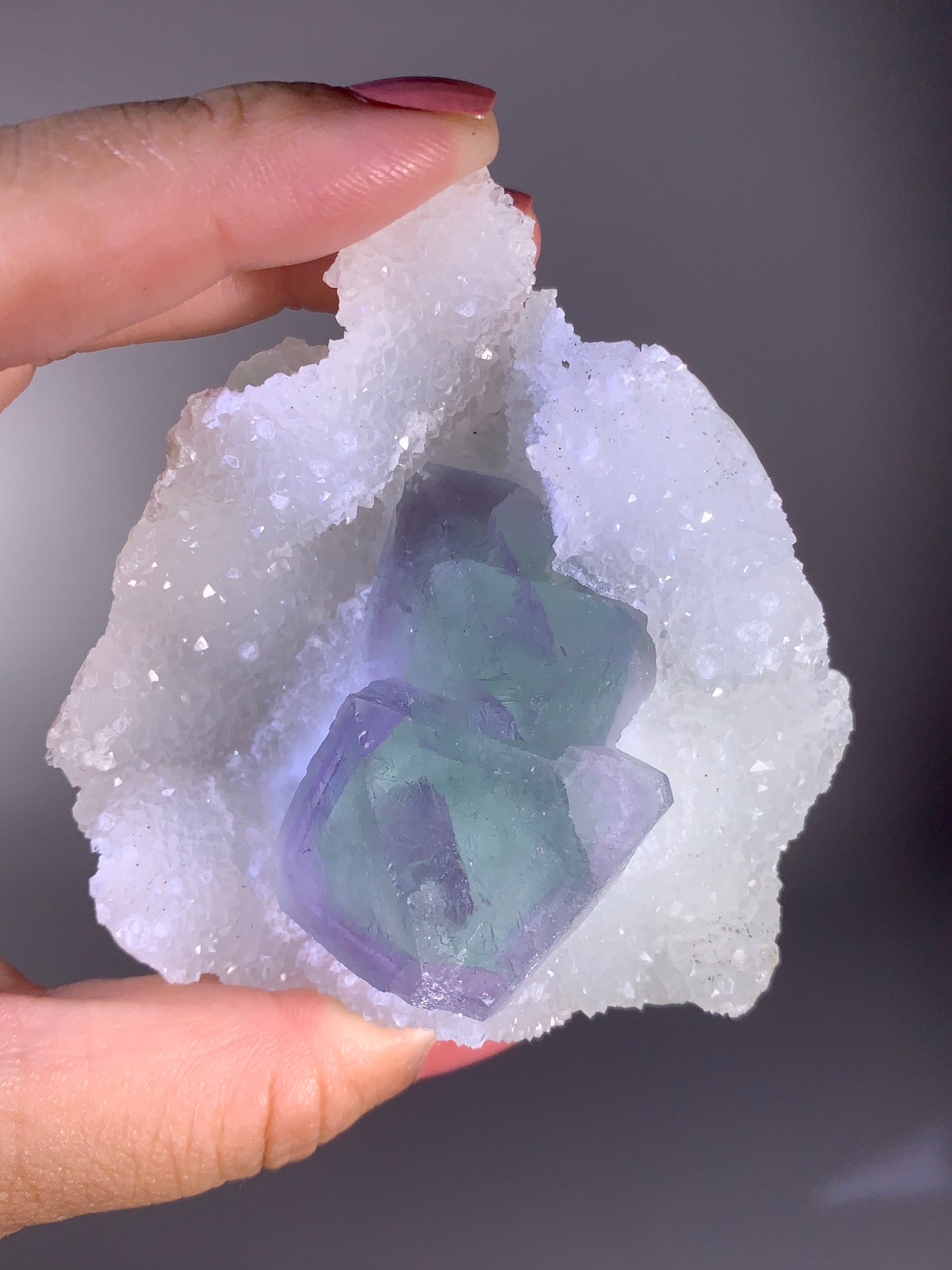 High-Quality Green & Purple Octahedral Fluorite with Quartz Specimen | Collector Grade Mineral