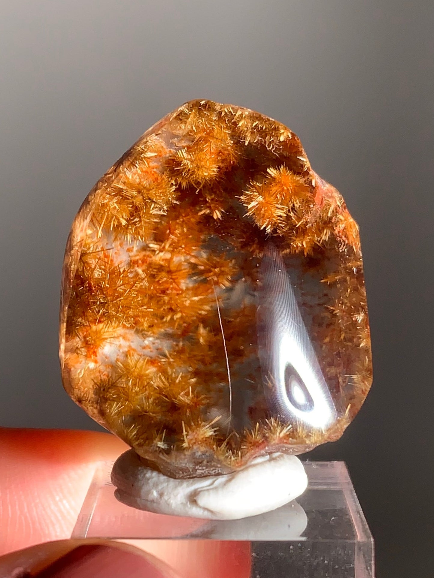 Rare Top-Quality Gold Rutile Flower Polished Quartz Kaleidoscope