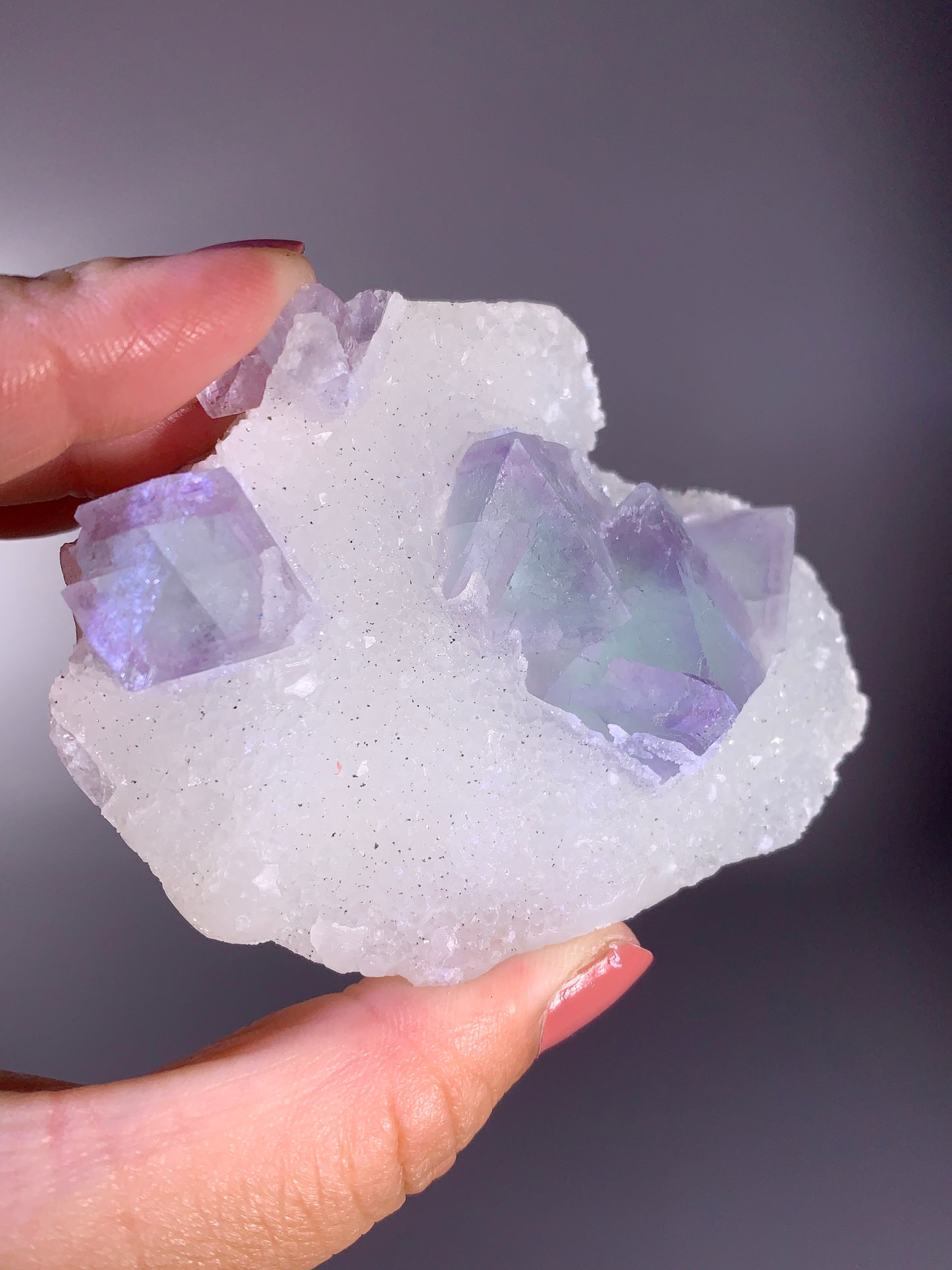 High-Quality Green & Purple Octahedral Fluorite with Quartz Specimen | Collector Grade Mineral