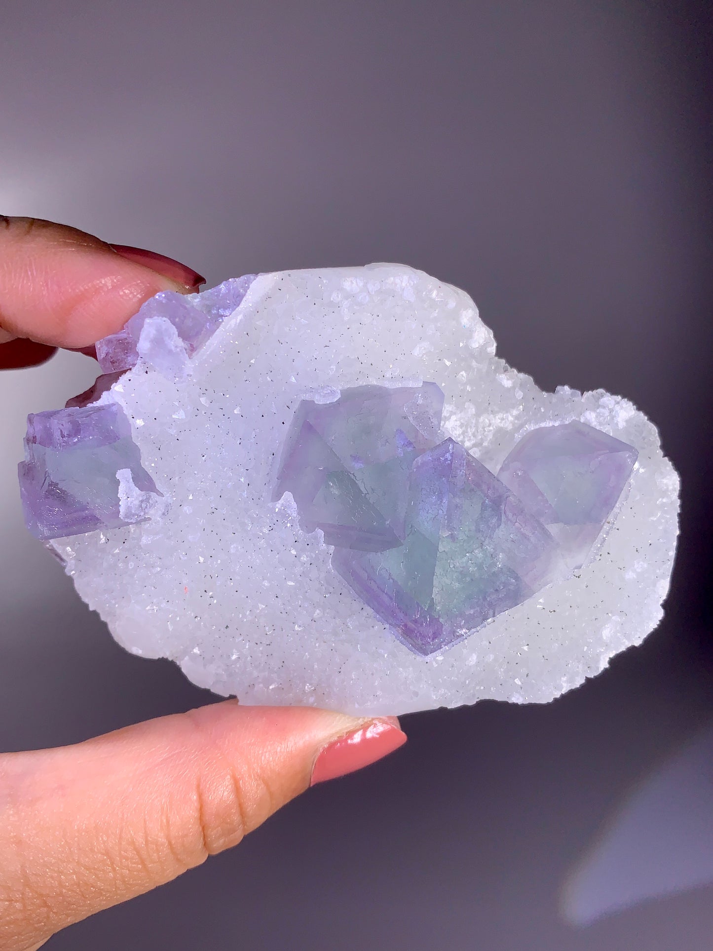 High-Quality Green & Purple Octahedral Fluorite with Quartz Specimen | Collector Grade Mineral