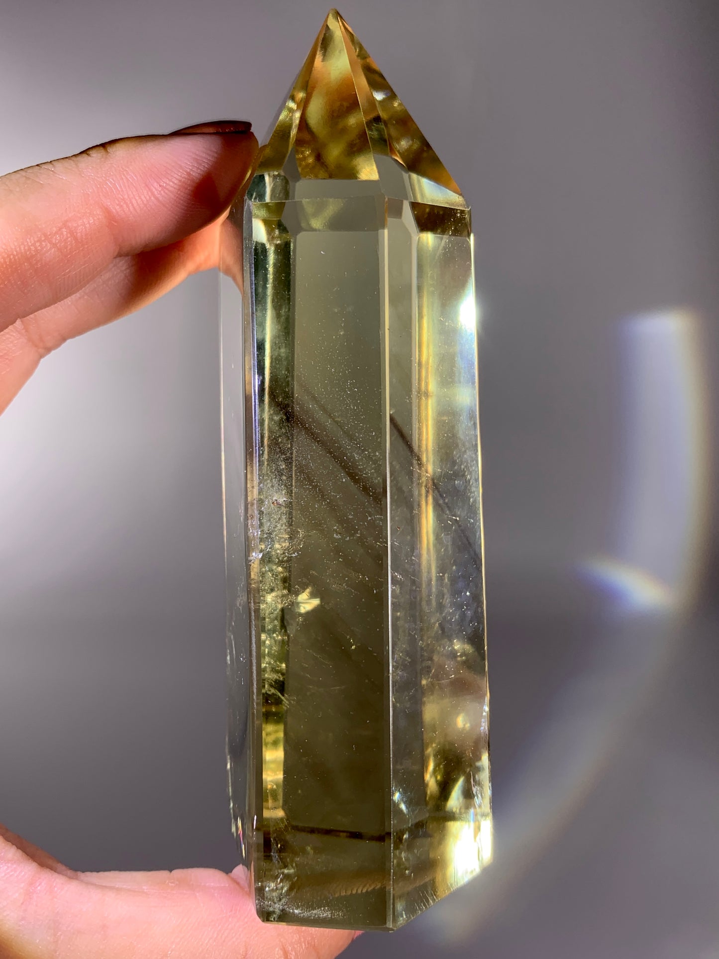 High-Quality Large Citrine Tower with Phantom & Blue Feather Inclusions from Brazil