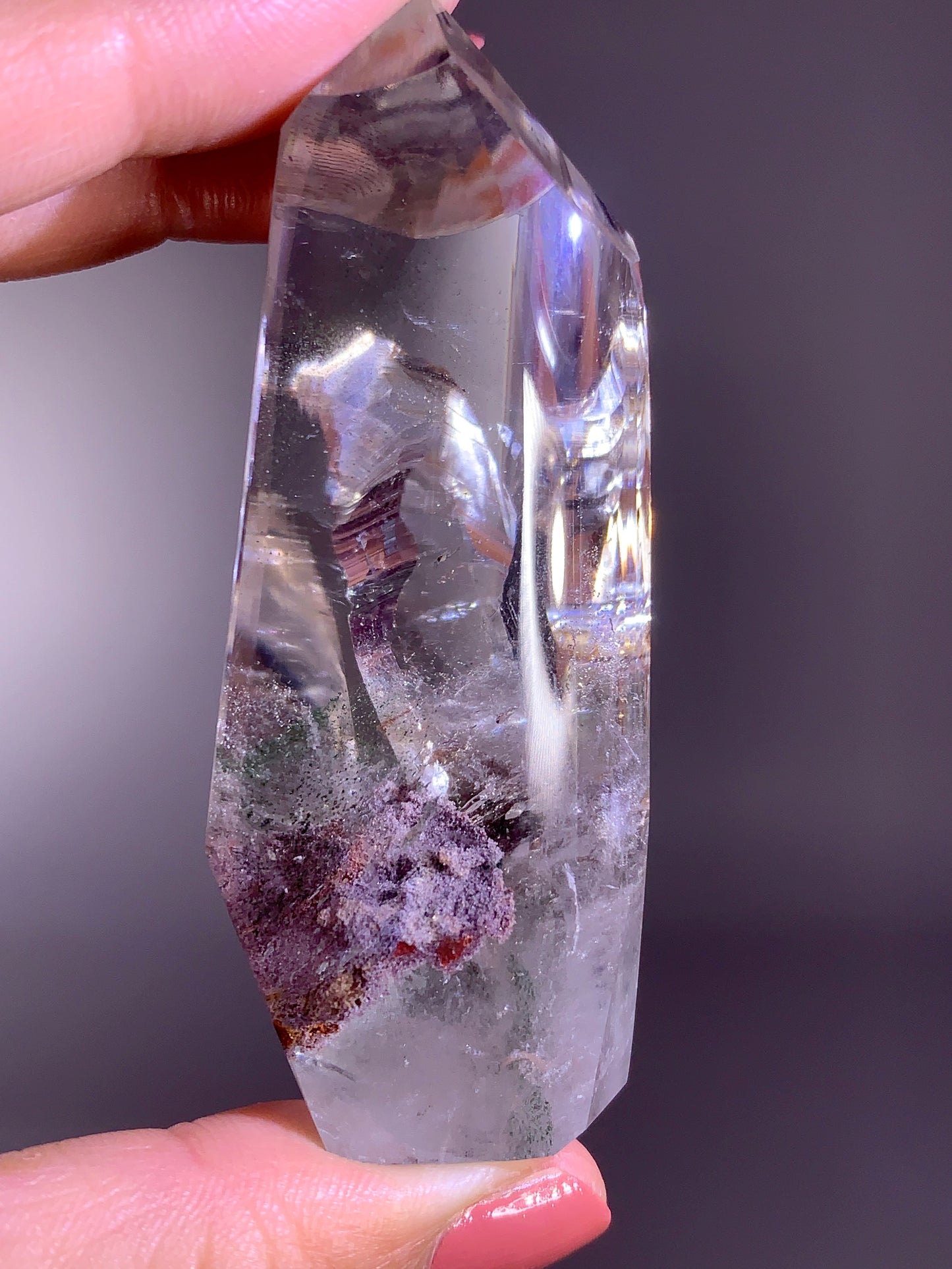 High-Quality Rare Garden Quartz Growing in Garden Quartz with Natural Rainbow Tower from Brazil