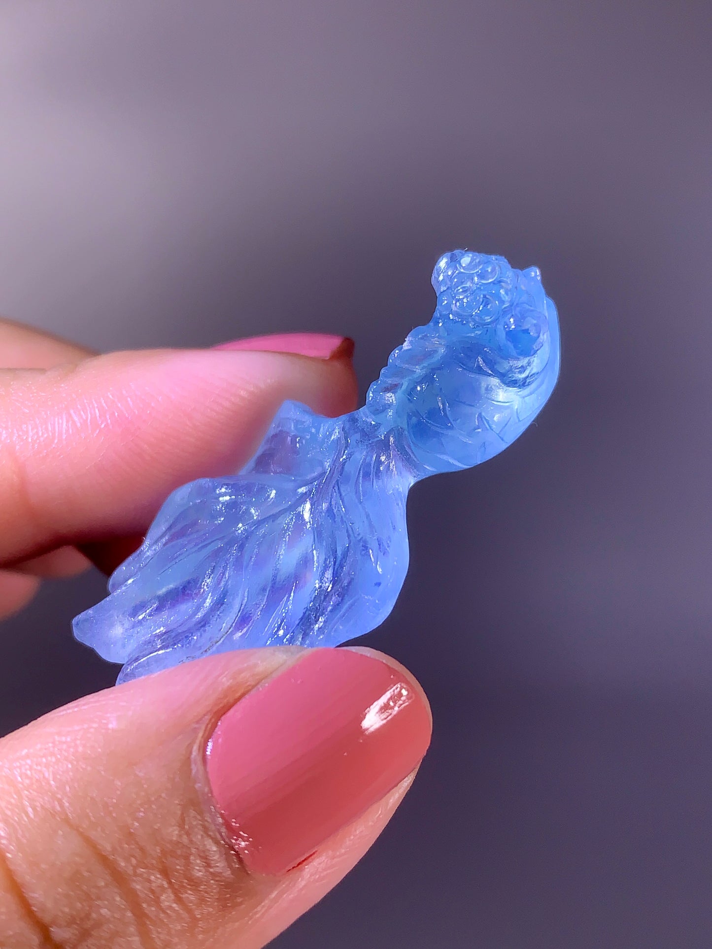 High-Quality Aquamarine Goldfish Carving from Madagascar
