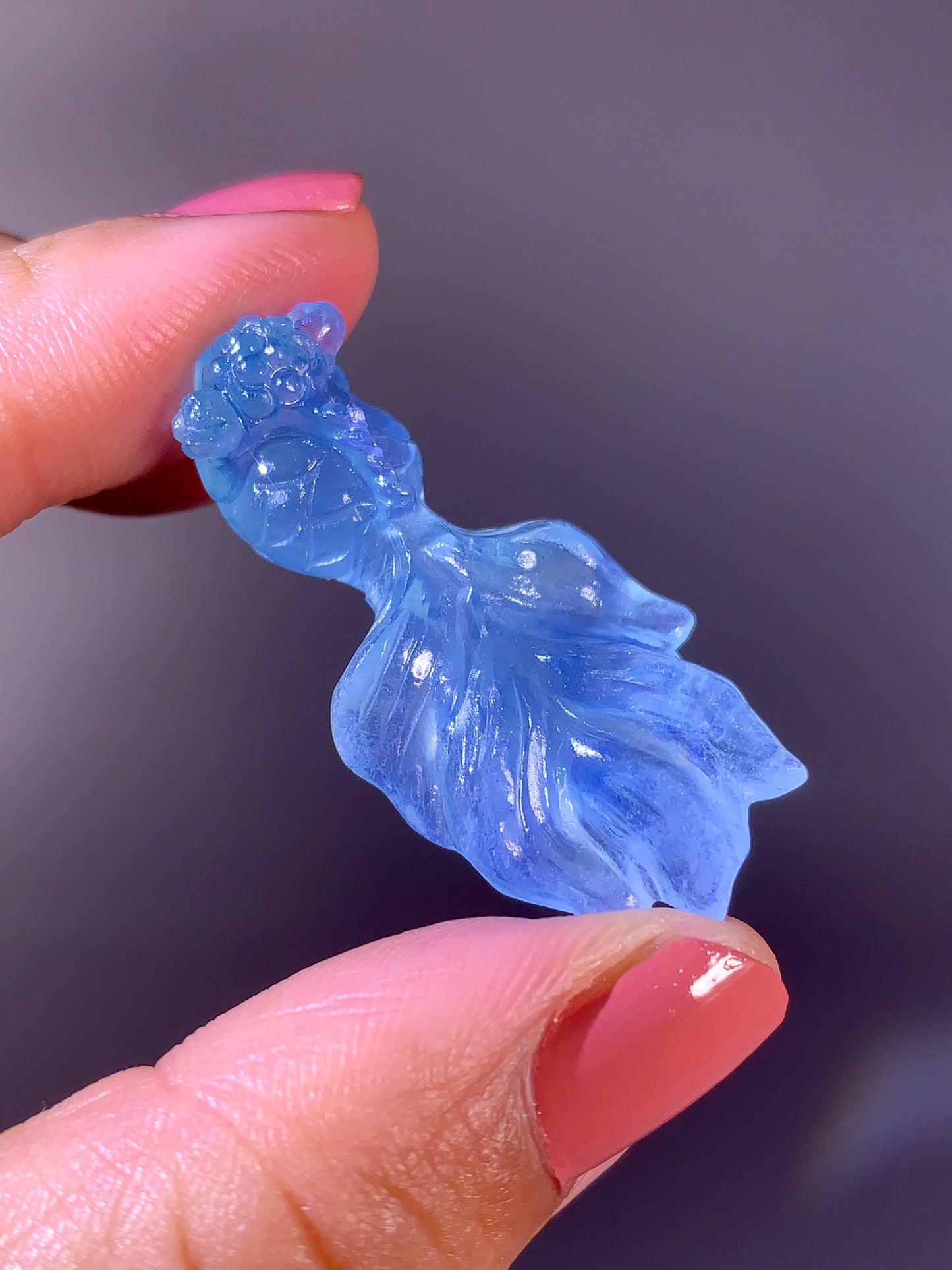 High-Quality Aquamarine Goldfish Carving from Madagascar