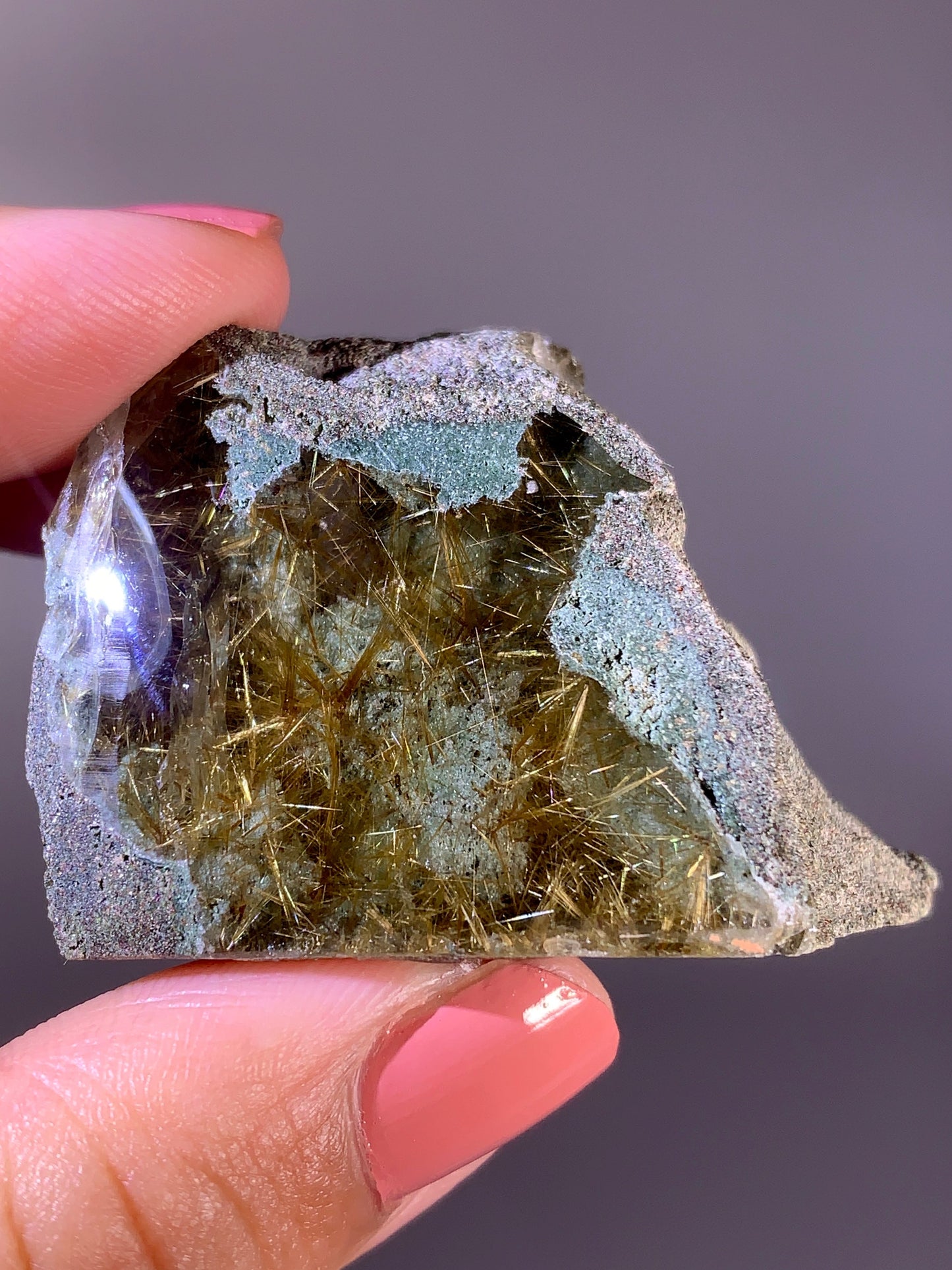 High-Quality Himalaya Green Garden Quartz with Gold Flower Rutile