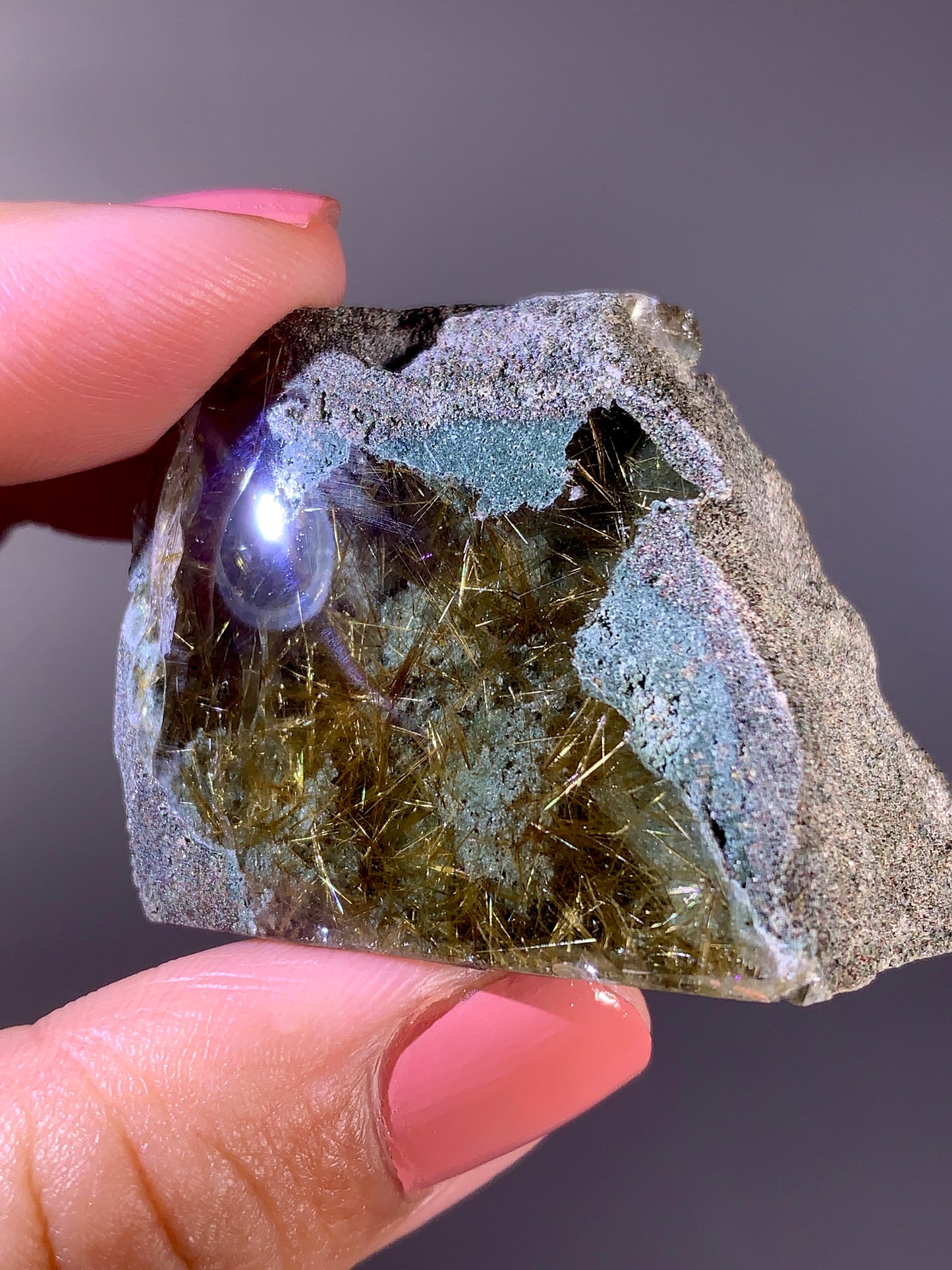 High-Quality Himalaya Green Garden Quartz with Gold Flower Rutile