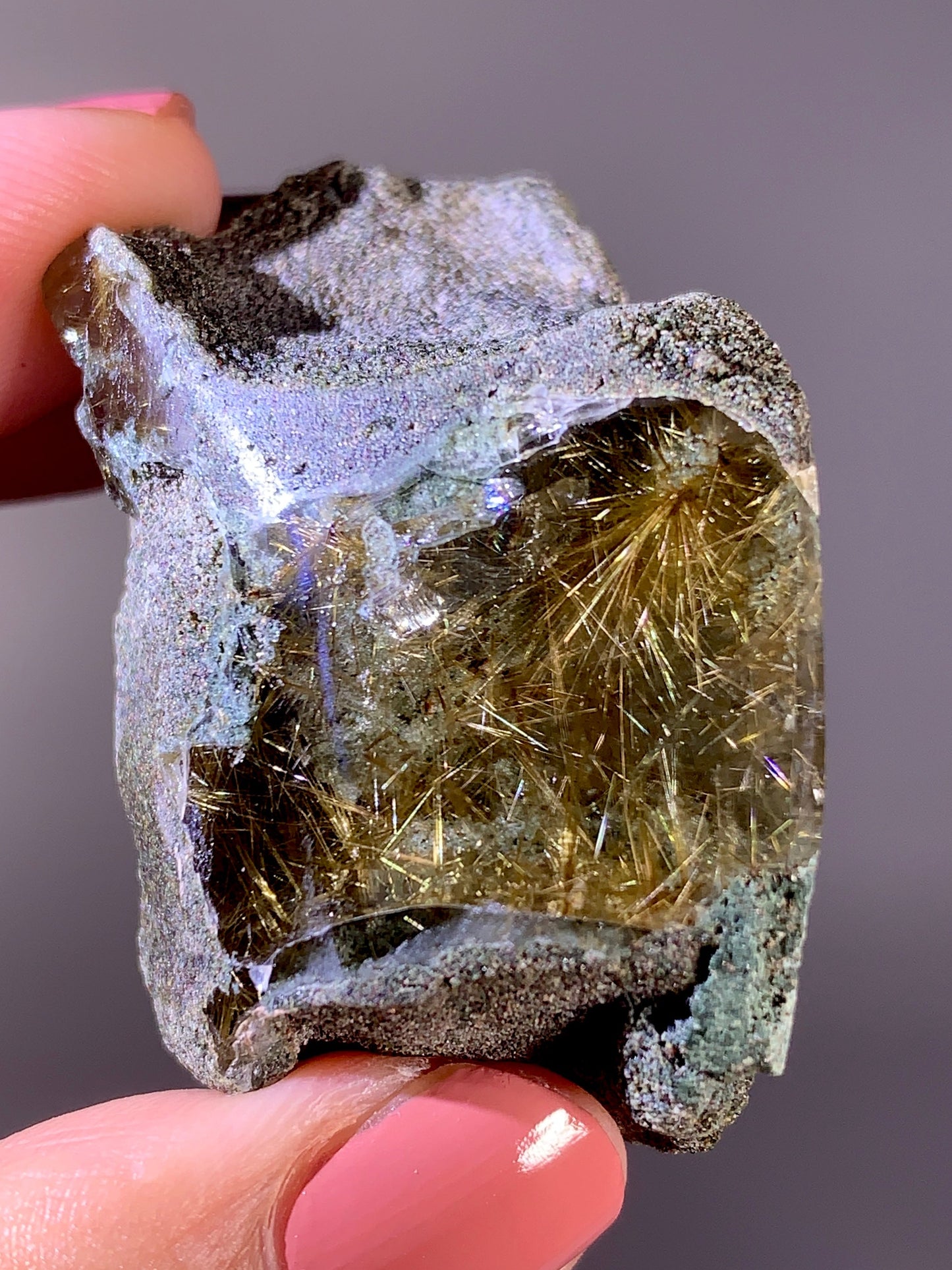 High-Quality Himalaya Green Garden Quartz with Gold Flower Rutile