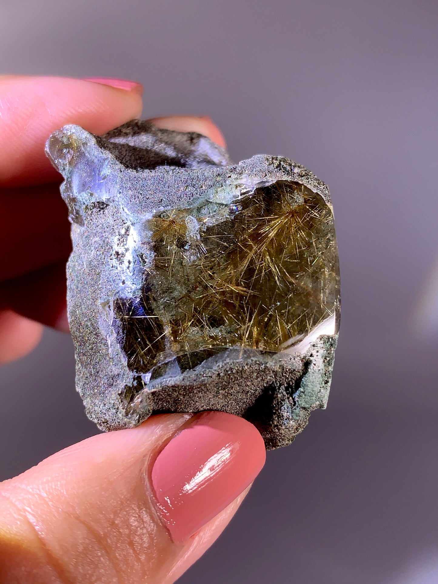 High-Quality Himalaya Green Garden Quartz with Gold Flower Rutile