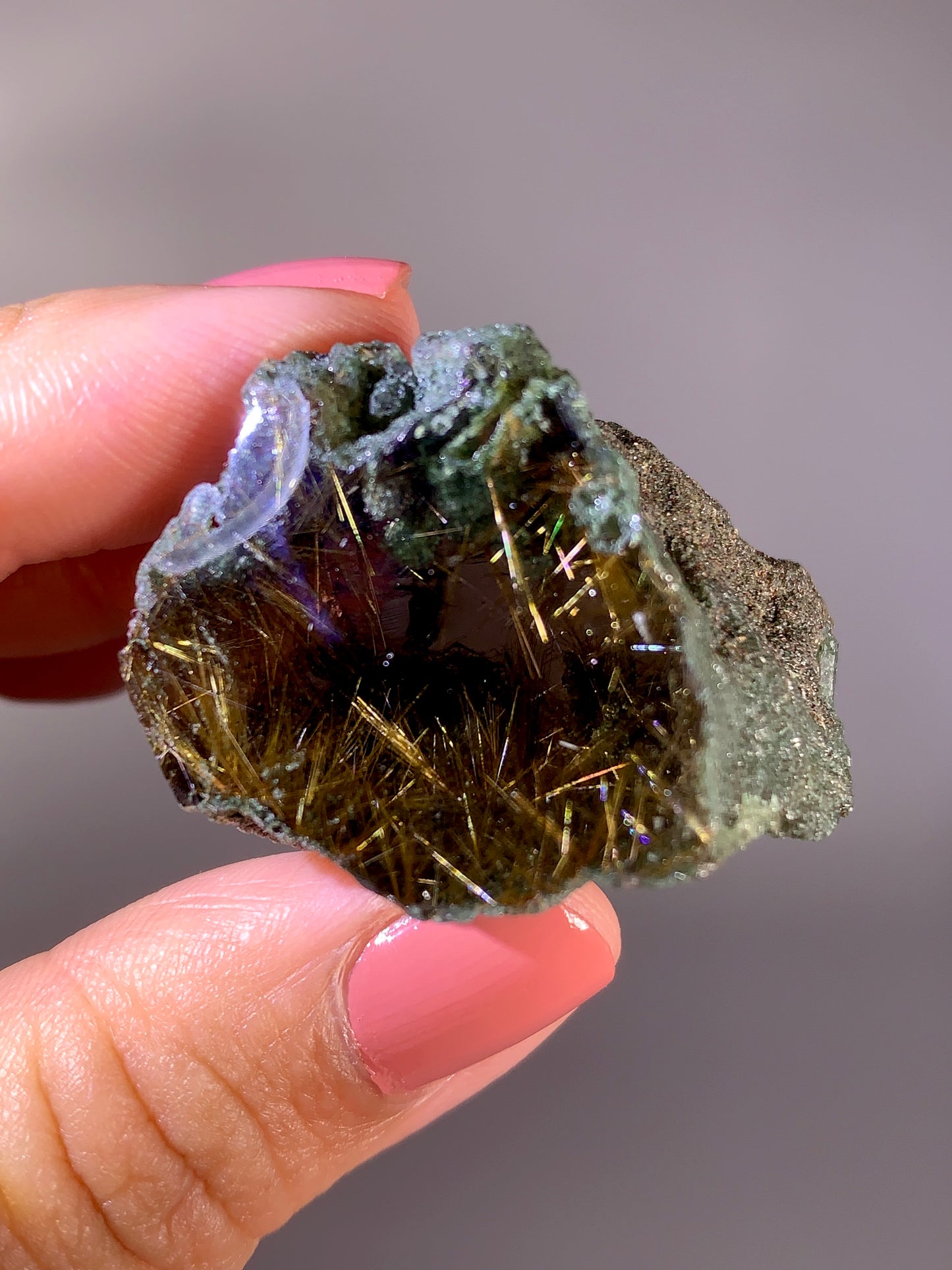 High-Quality Himalaya Green Garden Quartz with Gold Flower Rutile