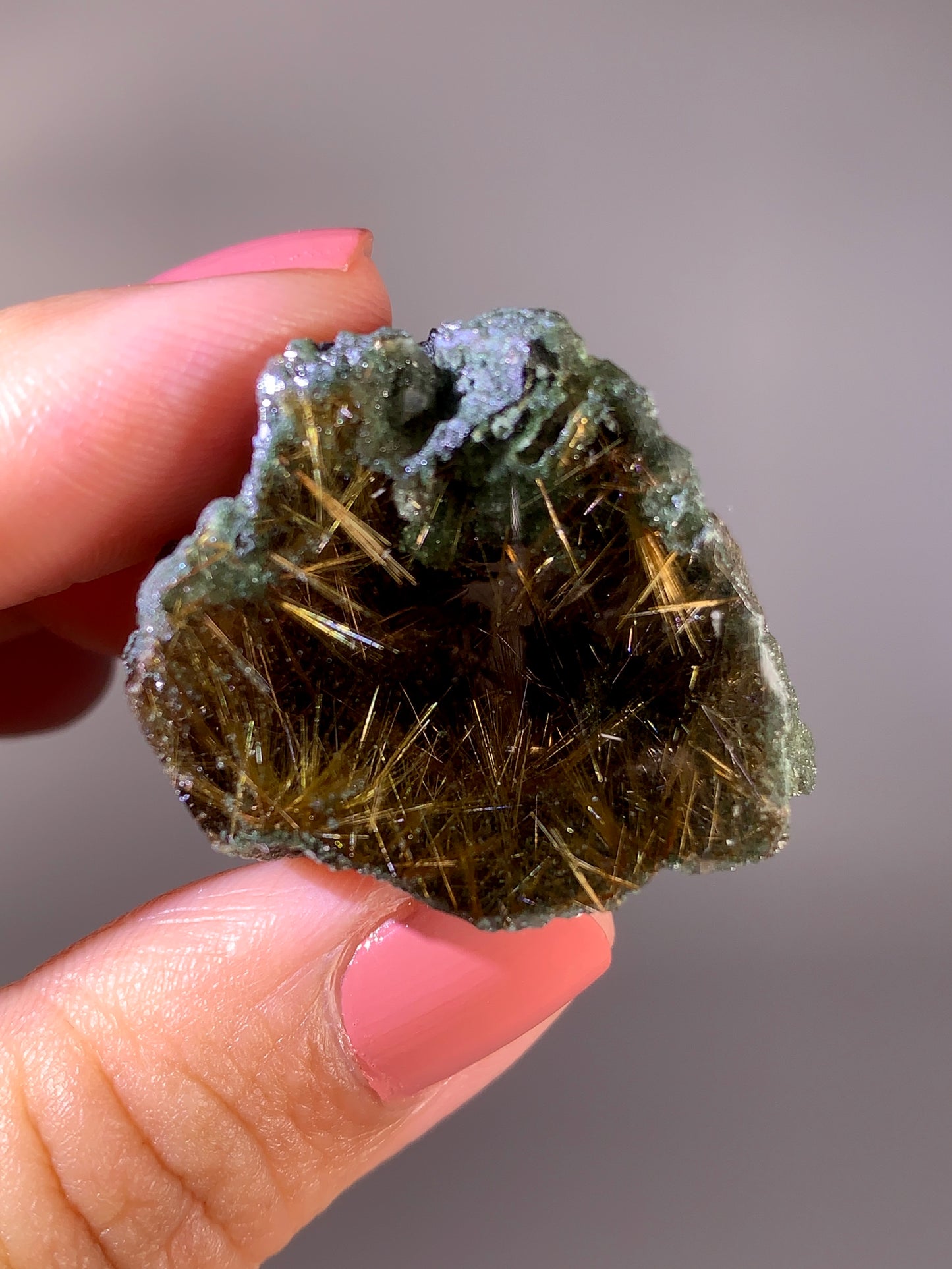 High-Quality Himalaya Green Garden Quartz with Gold Flower Rutile