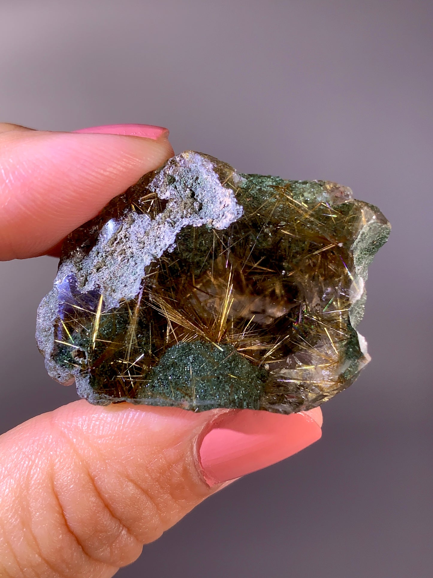 High-Quality Himalaya Green Garden Quartz with Gold Flower Rutile