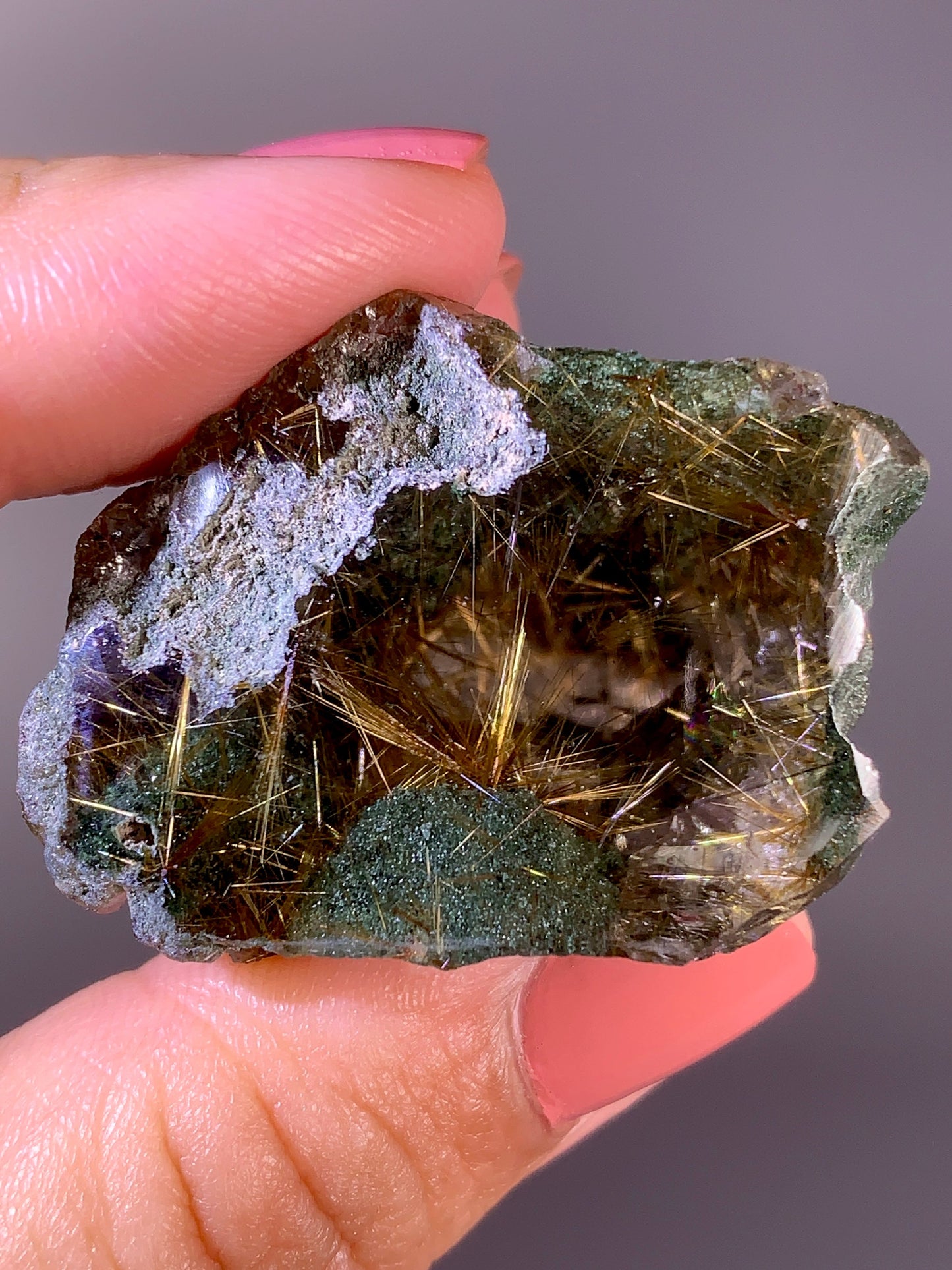 High-Quality Himalaya Green Garden Quartz with Gold Flower Rutile
