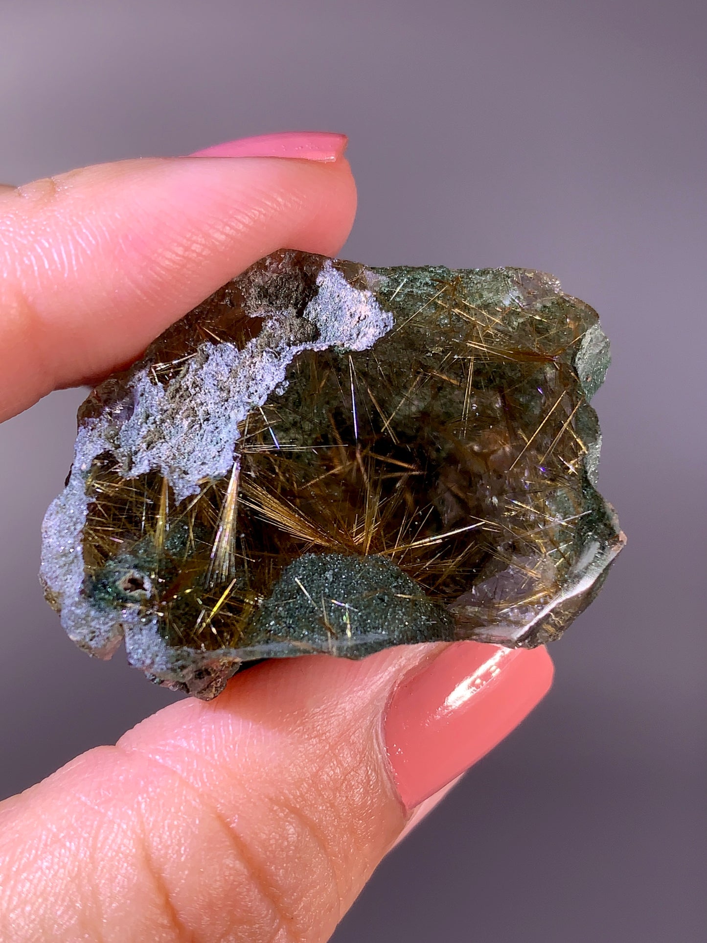 High-Quality Himalaya Green Garden Quartz with Gold Flower Rutile