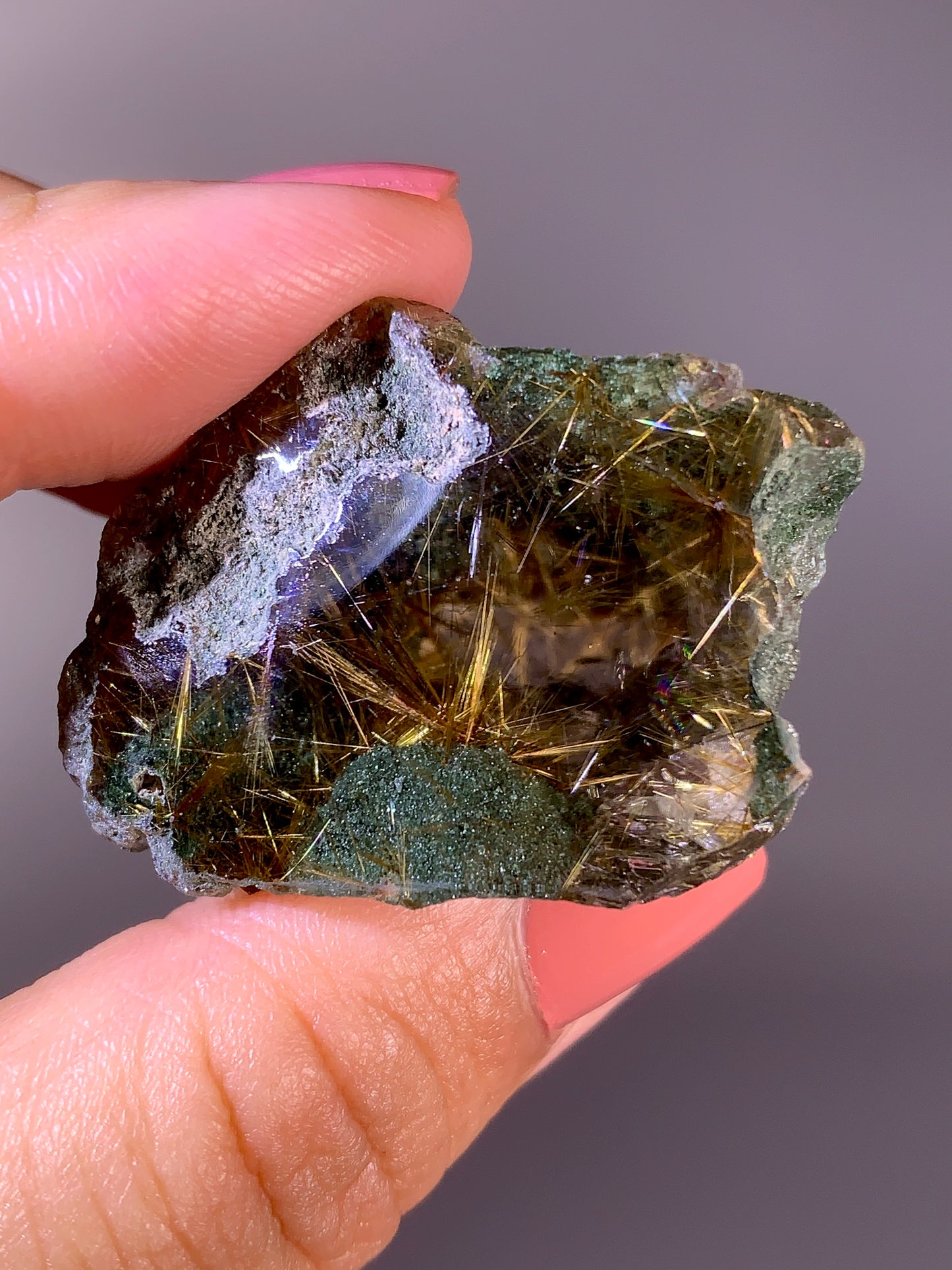 High-Quality Himalaya Green Garden Quartz with Gold Flower Rutile