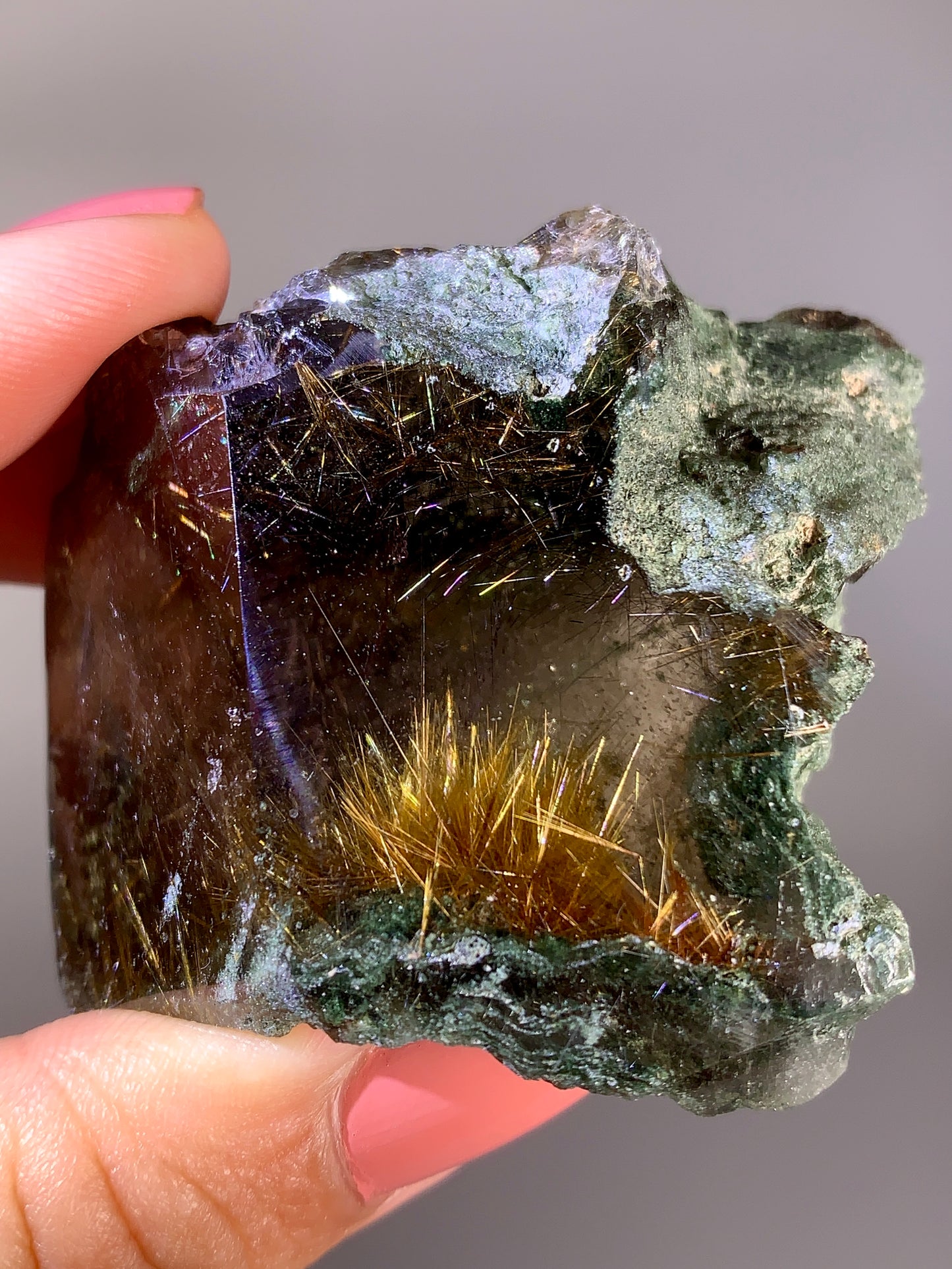 High-Quality Himalaya Green Garden Quartz with Gold Flower Rutile