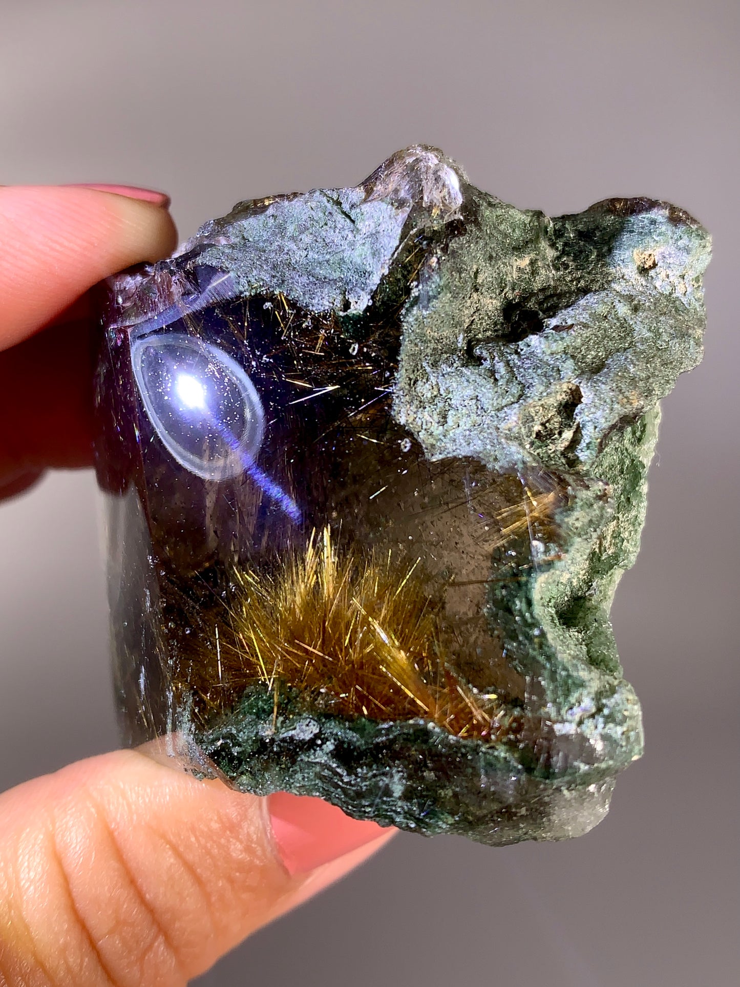 High-Quality Himalaya Green Garden Quartz with Gold Flower Rutile