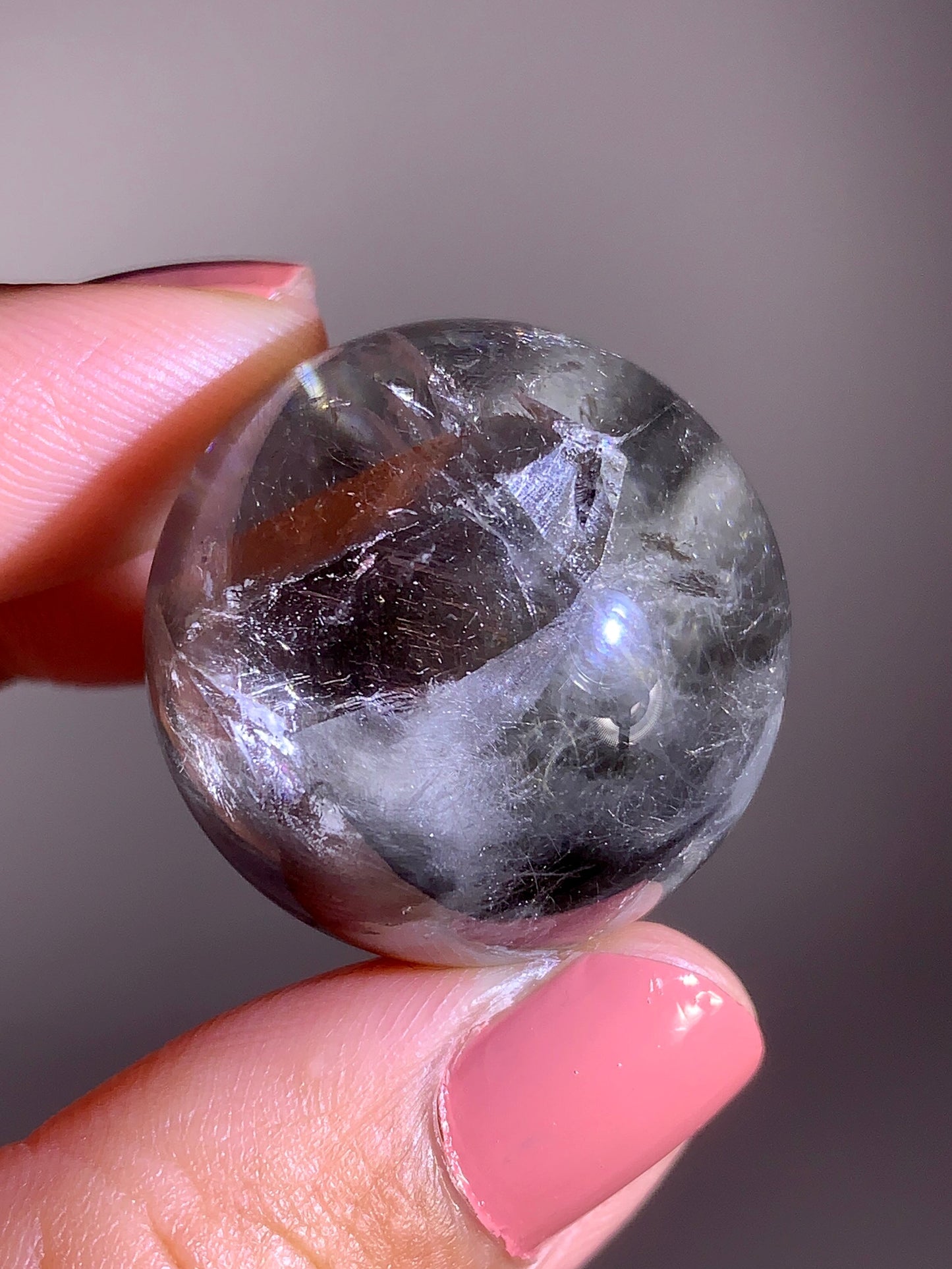 High-Quality Rare Silver Amphibole Quartz-in-Quartz Sphere from Brazil