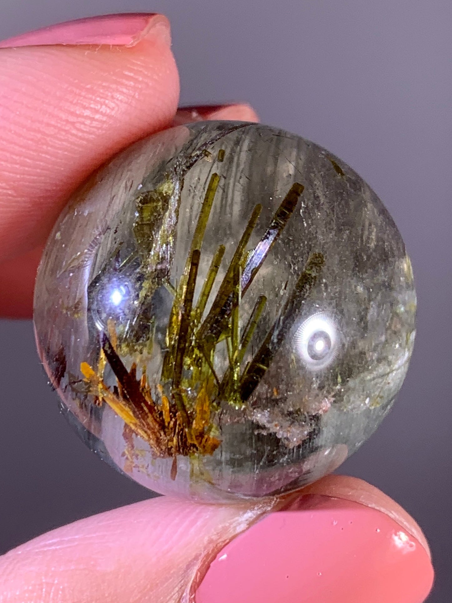 High-Grade Tourmaline-Included Garden Quartz Sphere from Zambia