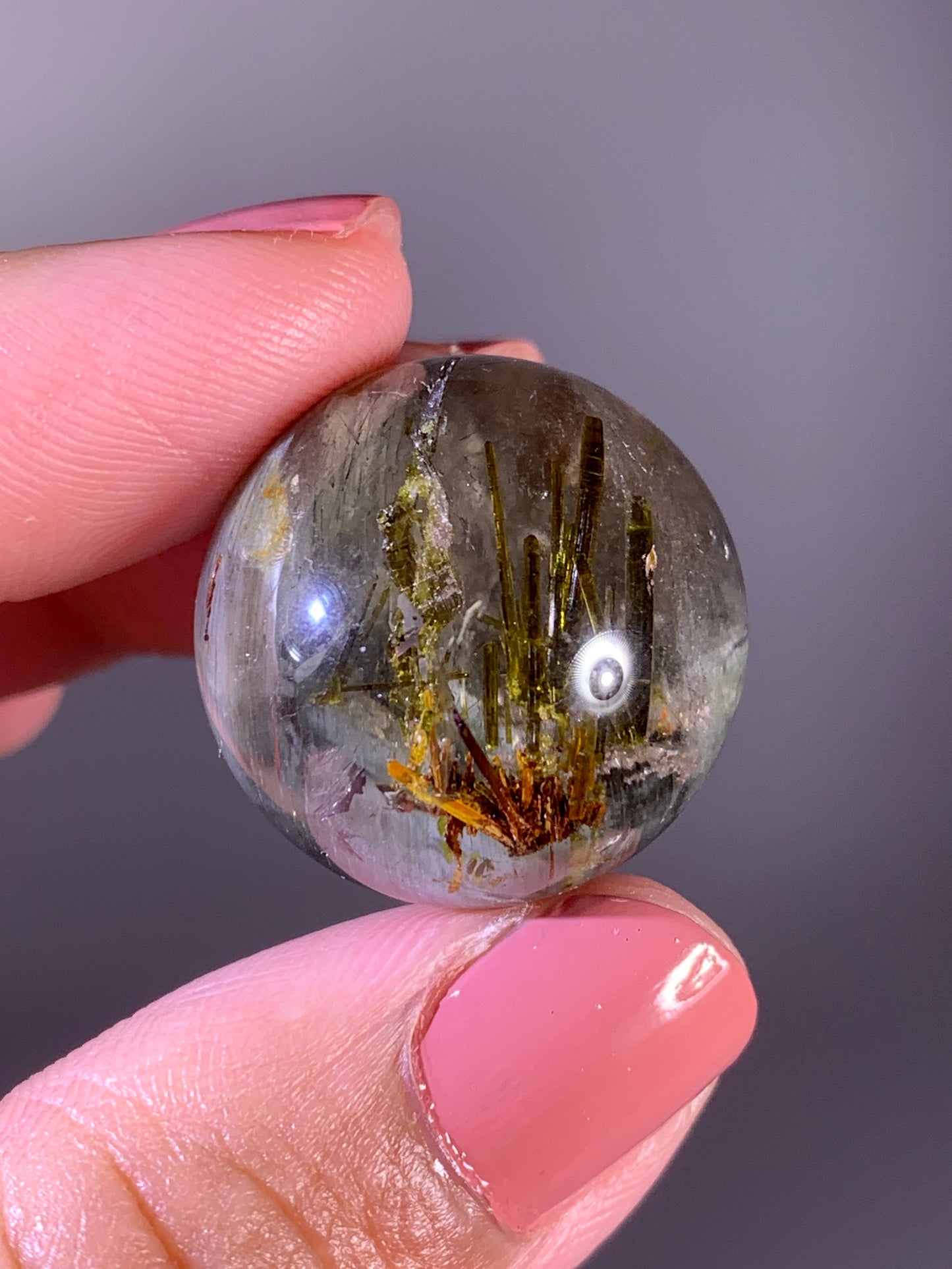 High-Grade Tourmaline-Included Garden Quartz Sphere from Zambia