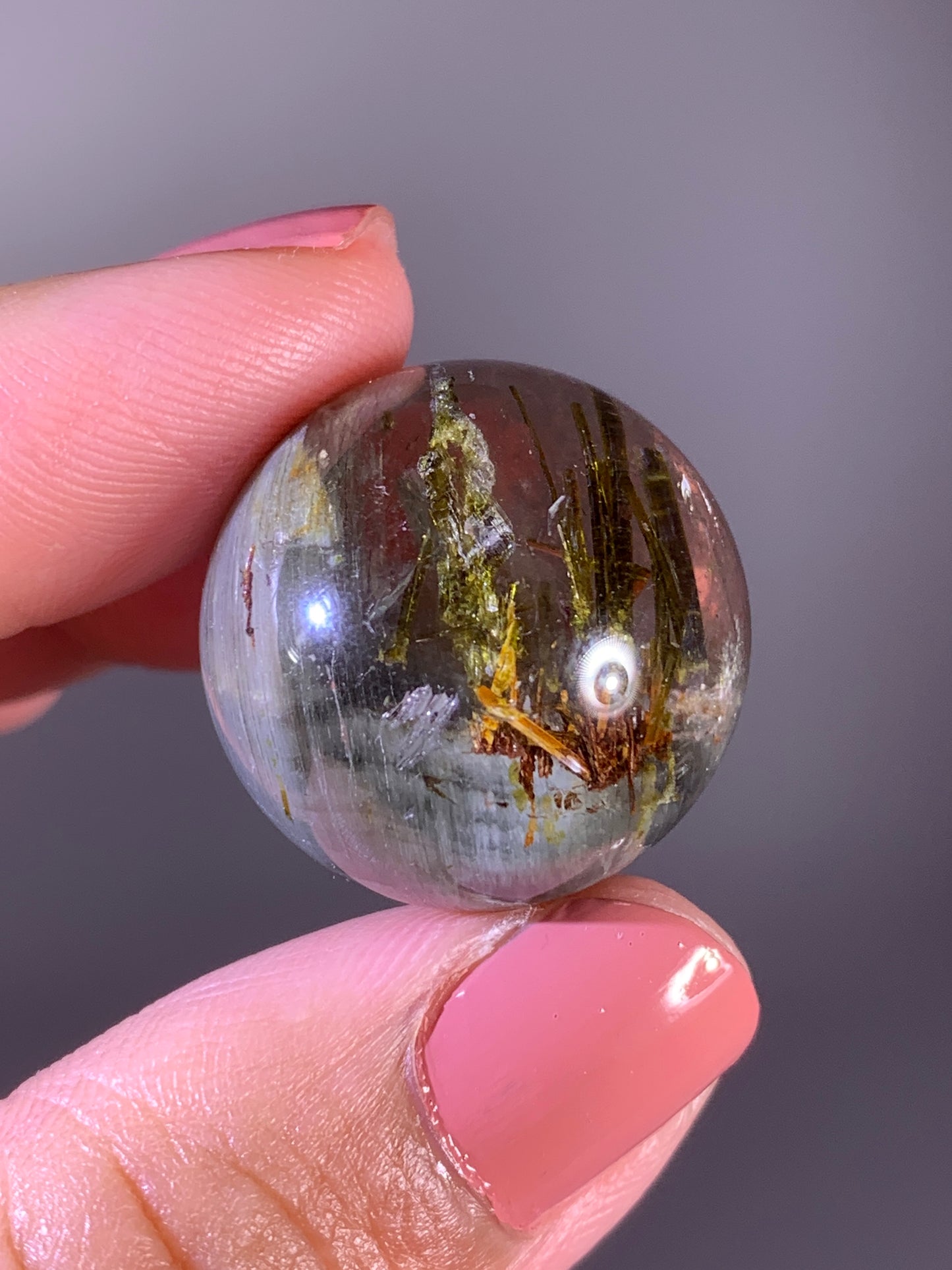 High-Grade Tourmaline-Included Garden Quartz Sphere from Zambia
