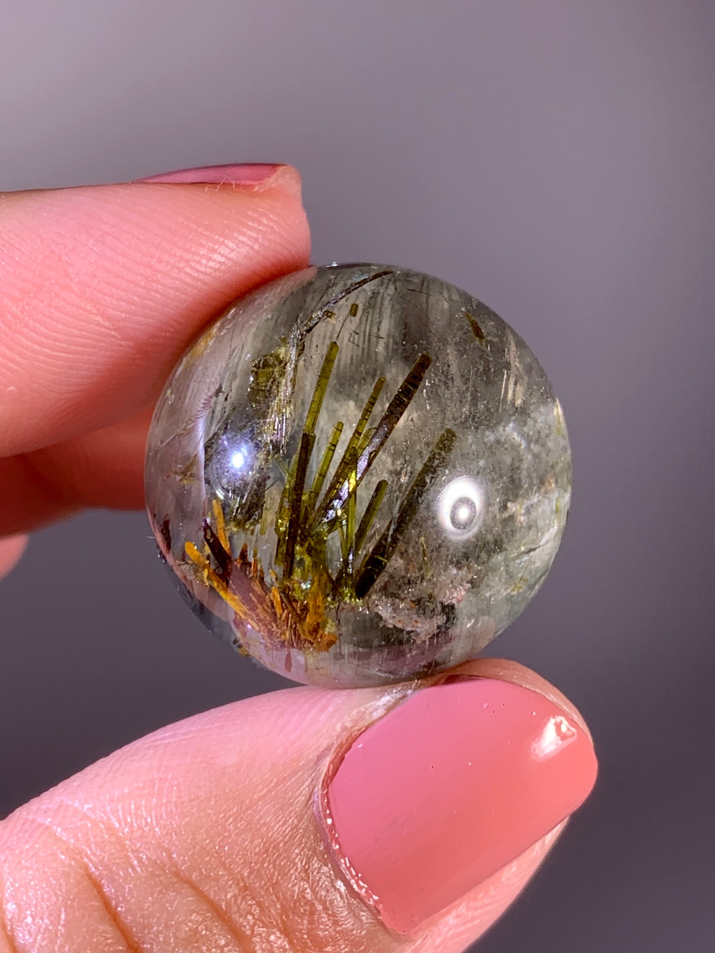 High-Grade Tourmaline-Included Garden Quartz Sphere from Zambia