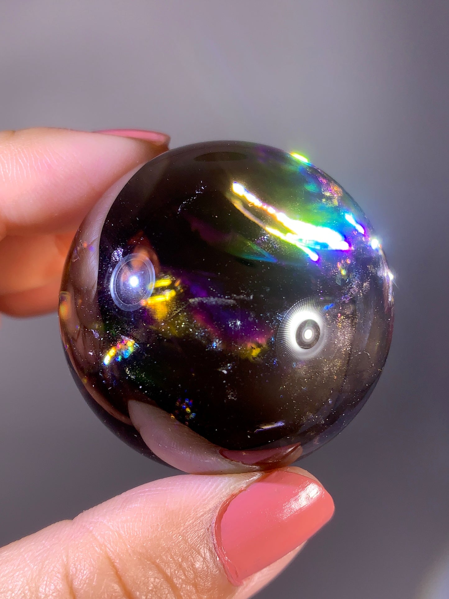High-Quality Smoky Quartz Sphere with Natural Rainbow from Brazil