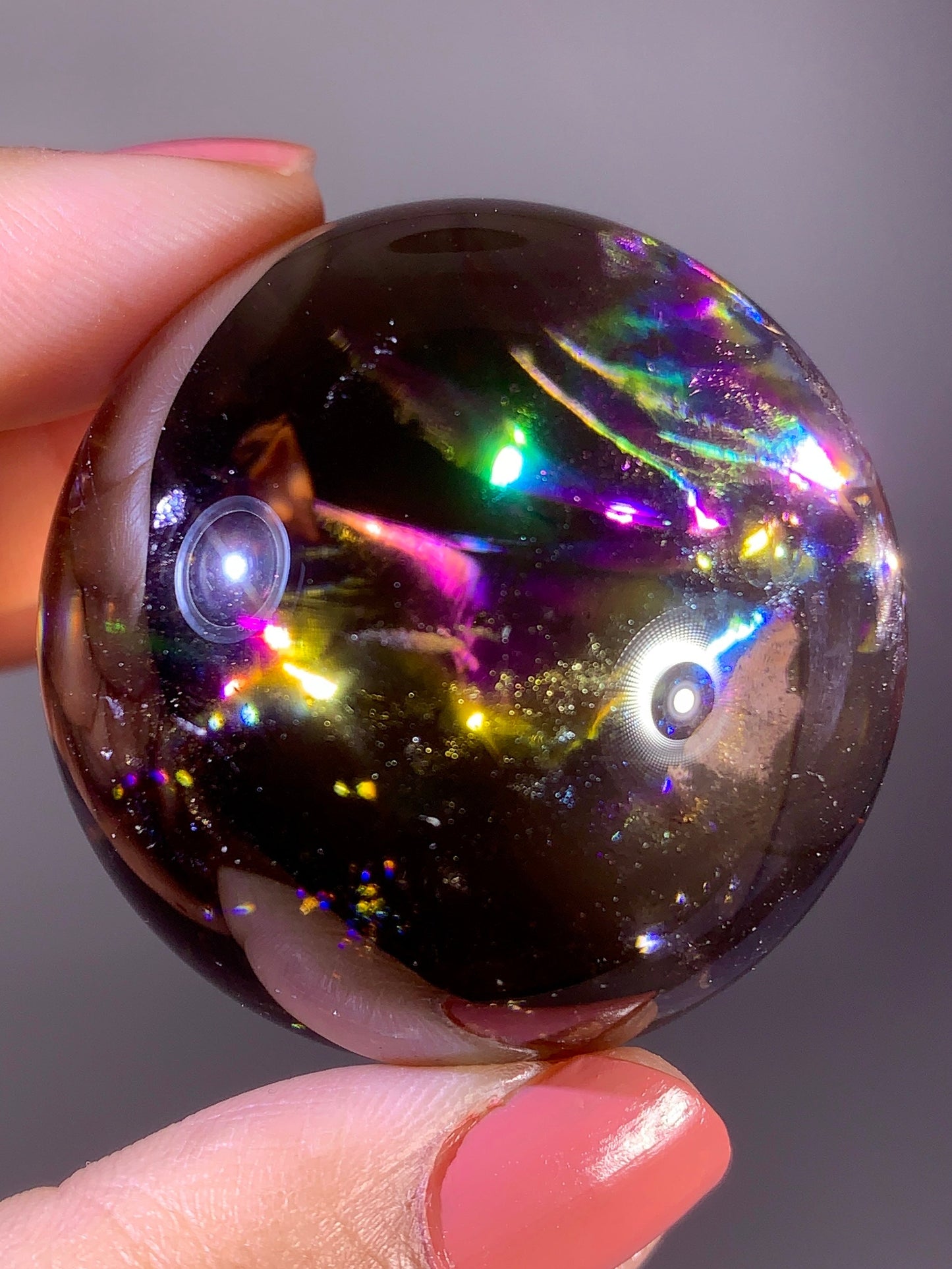 High-Quality Smoky Quartz Sphere with Natural Rainbow from Brazil