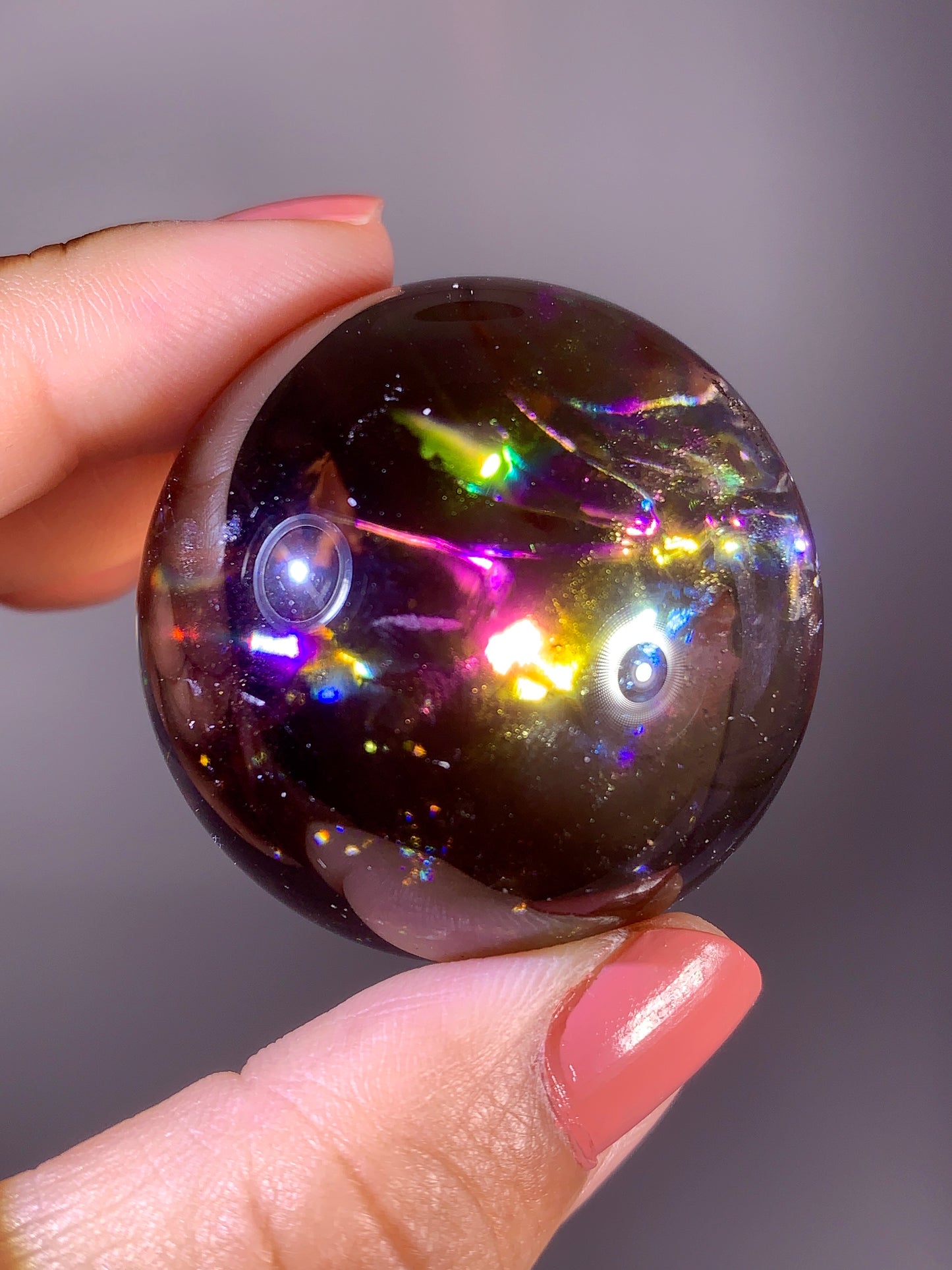 High-Quality Smoky Quartz Sphere with Natural Rainbow from Brazil