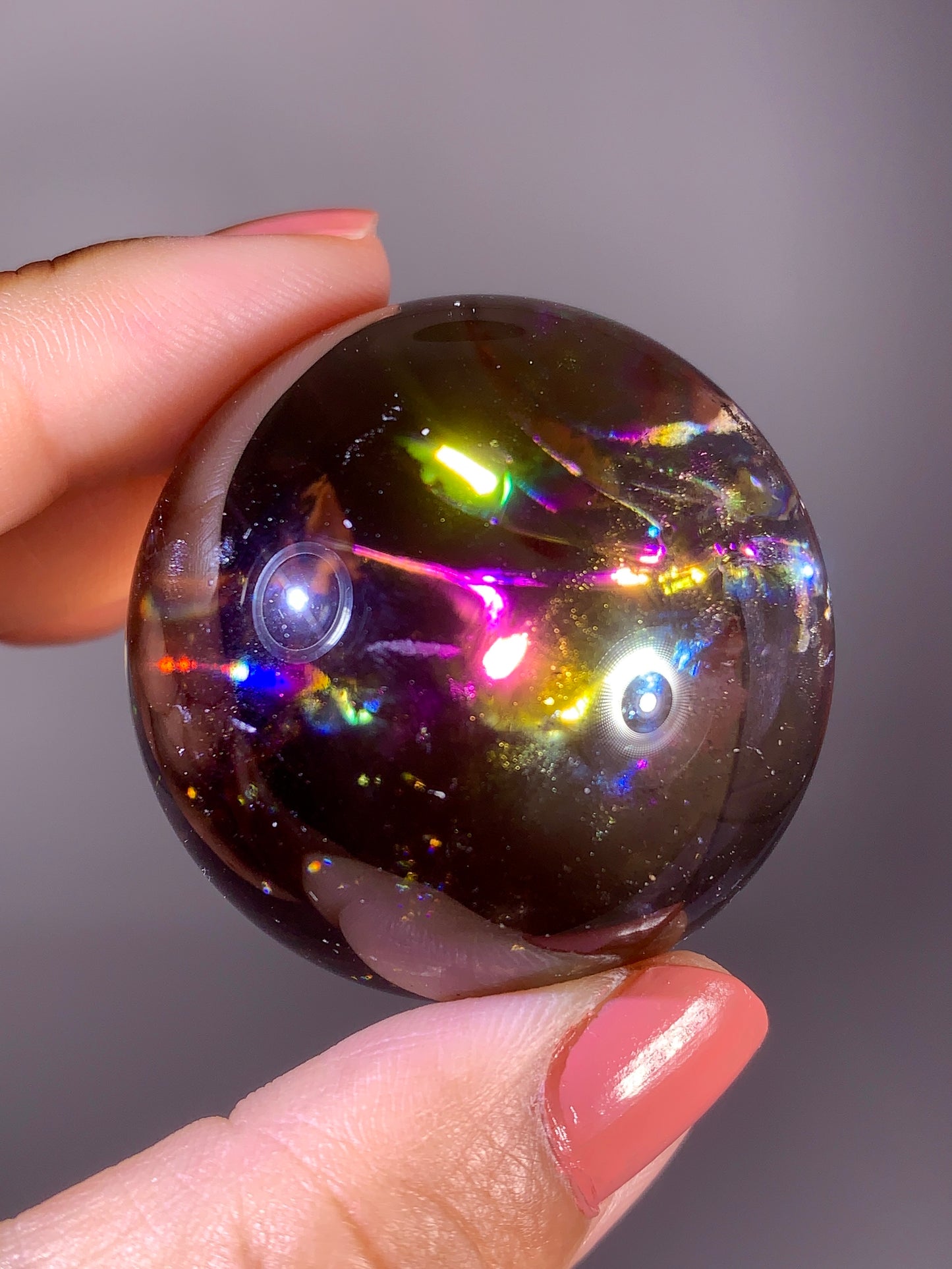 High-Quality Smoky Quartz Sphere with Natural Rainbow from Brazil