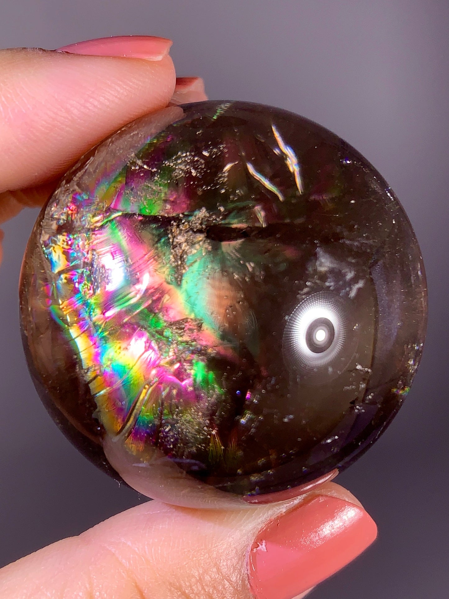 High-Quality Smoky Quartz Sphere with Natural Rainbow from Brazil