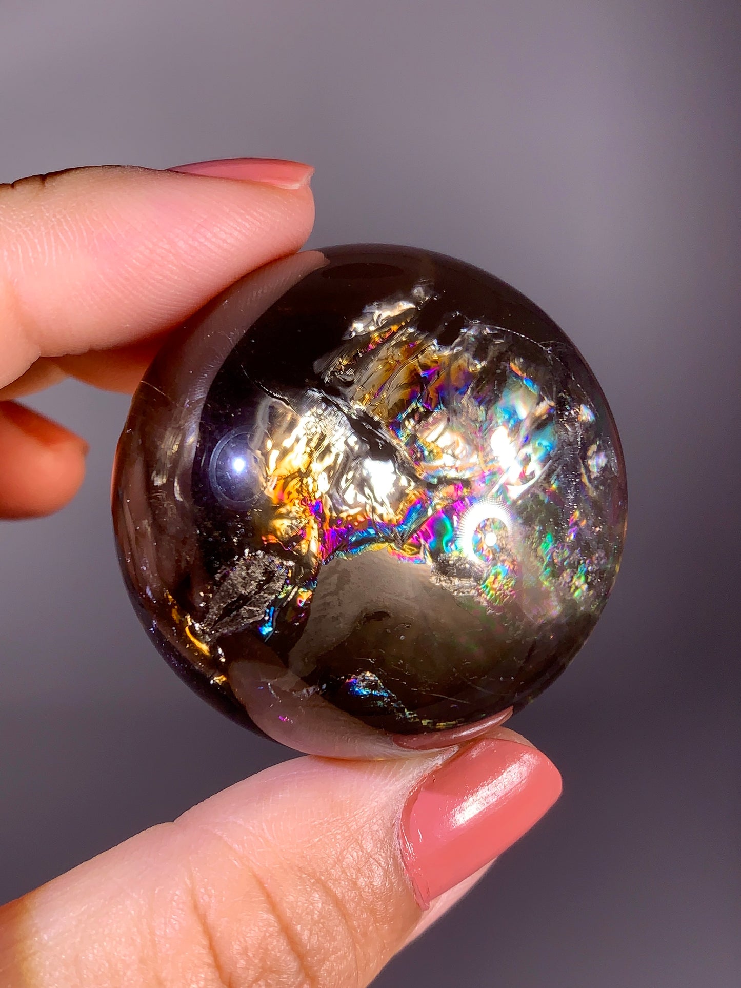 High-Quality Smoky Quartz Sphere with Natural Rainbow from Brazil
