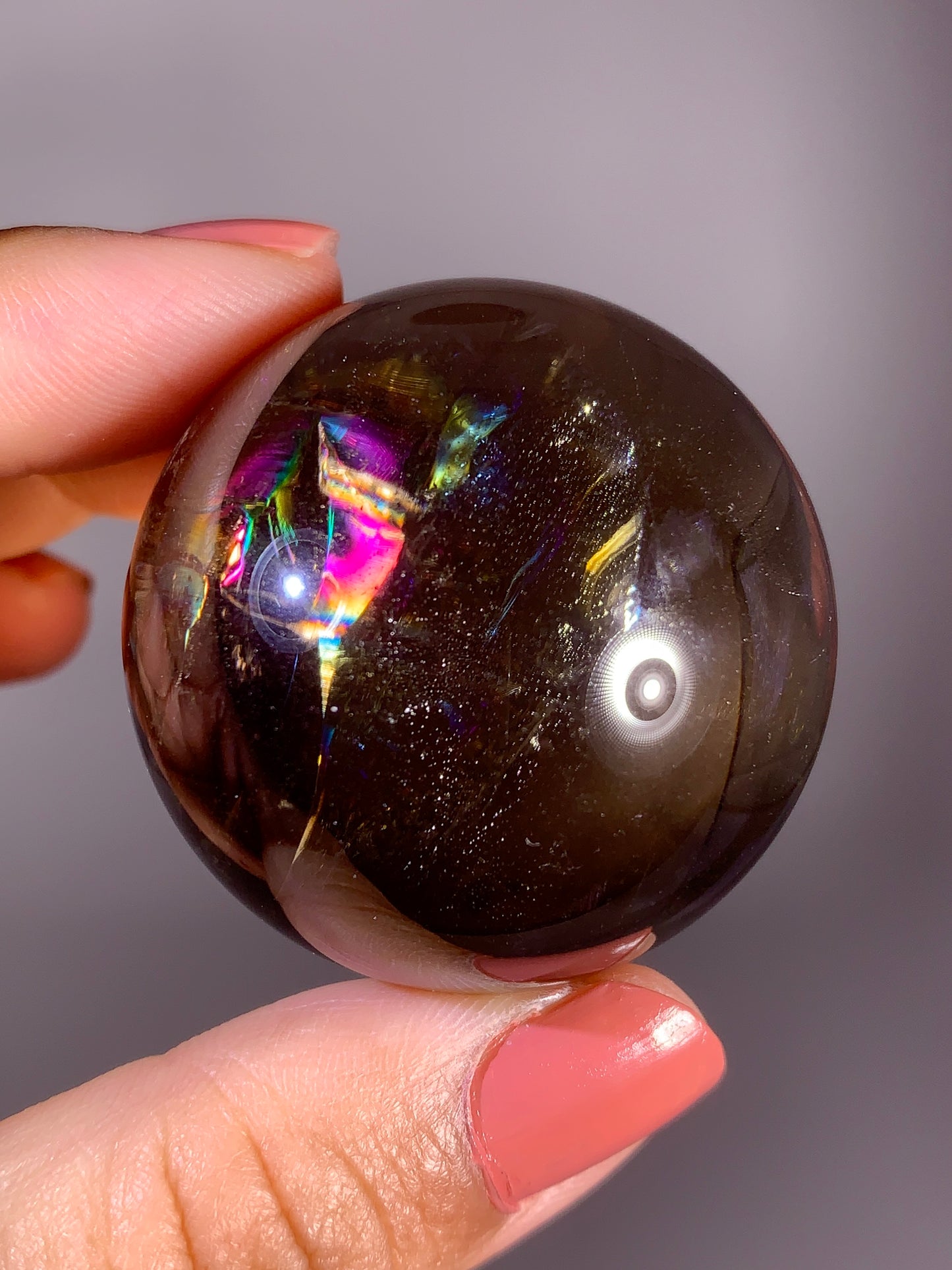 High-Quality Smoky Quartz Sphere with Natural Rainbow from Brazil