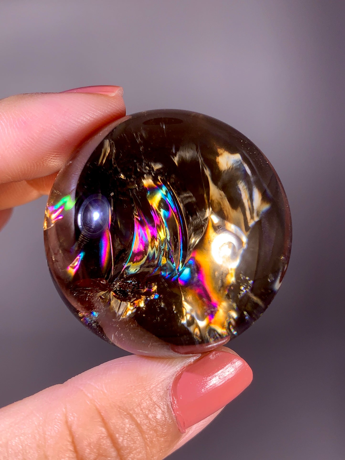 High-Quality Smoky Quartz Sphere with Natural Rainbow from Brazil