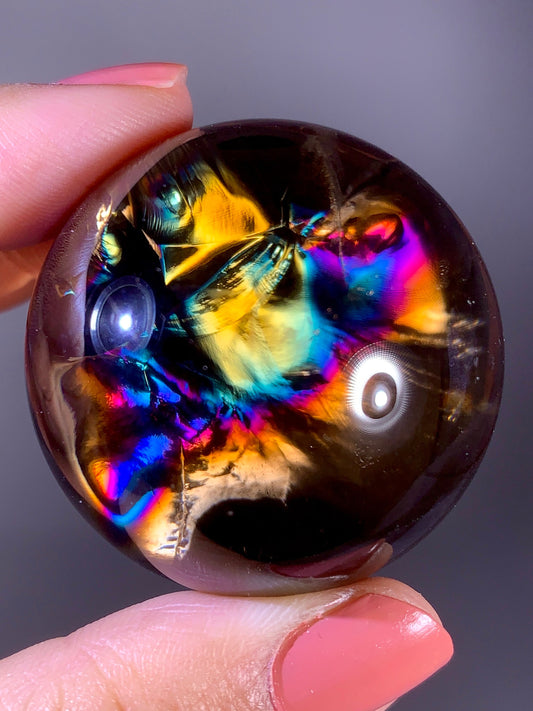 High-Quality Smoky Quartz Sphere with Natural Rainbow from Brazil