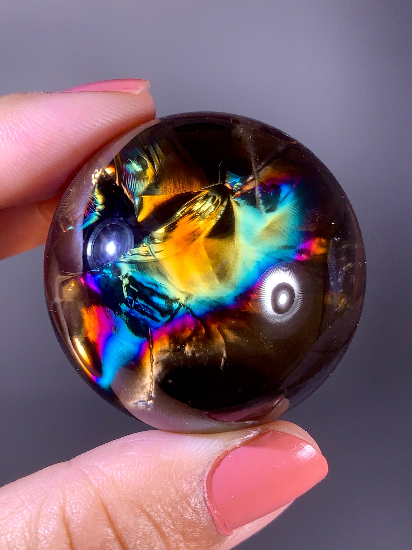 High-Quality Smoky Quartz Sphere with Natural Rainbow from Brazil