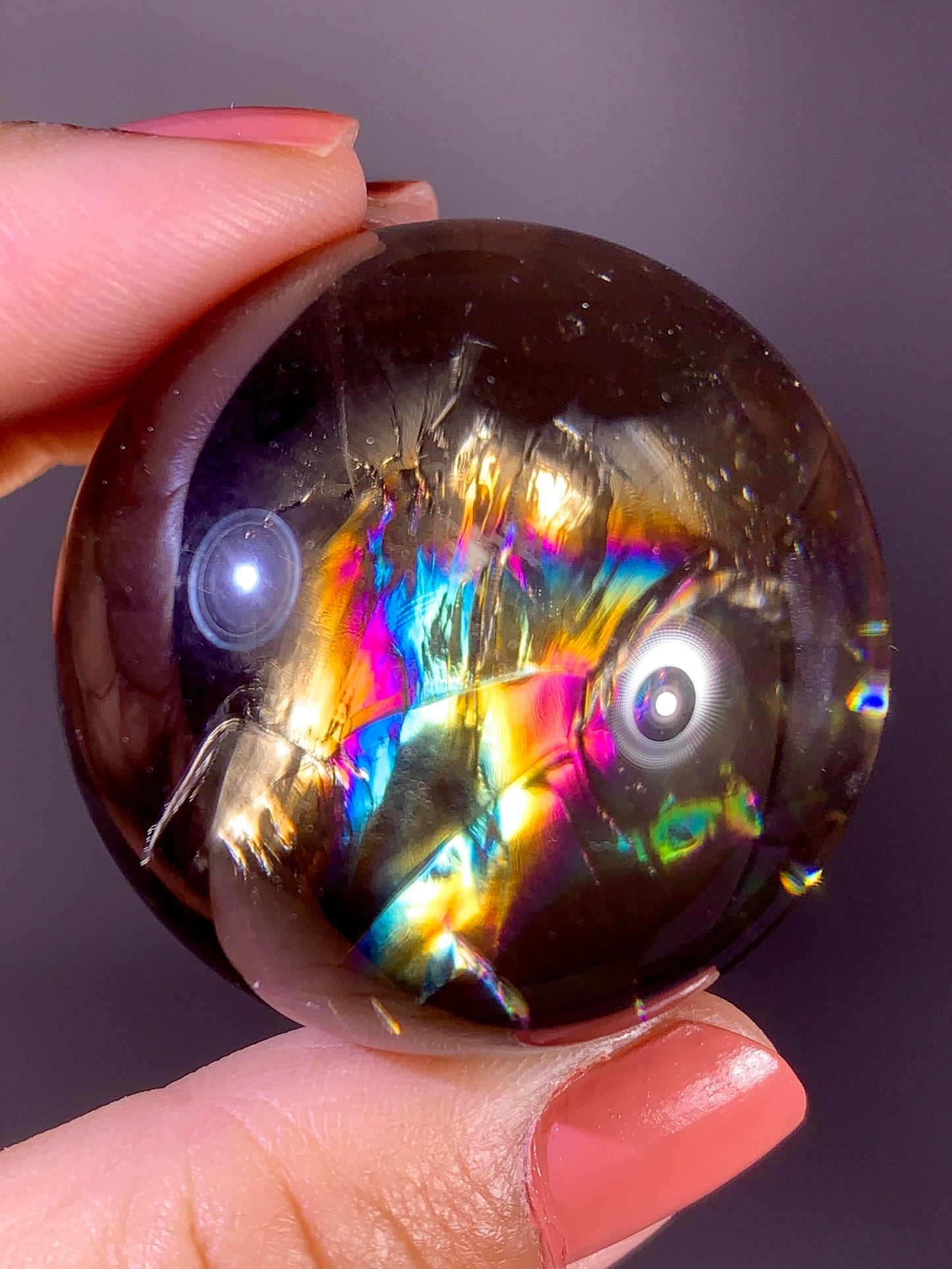 High-Quality Smoky Quartz Sphere with Natural Rainbow from Brazil