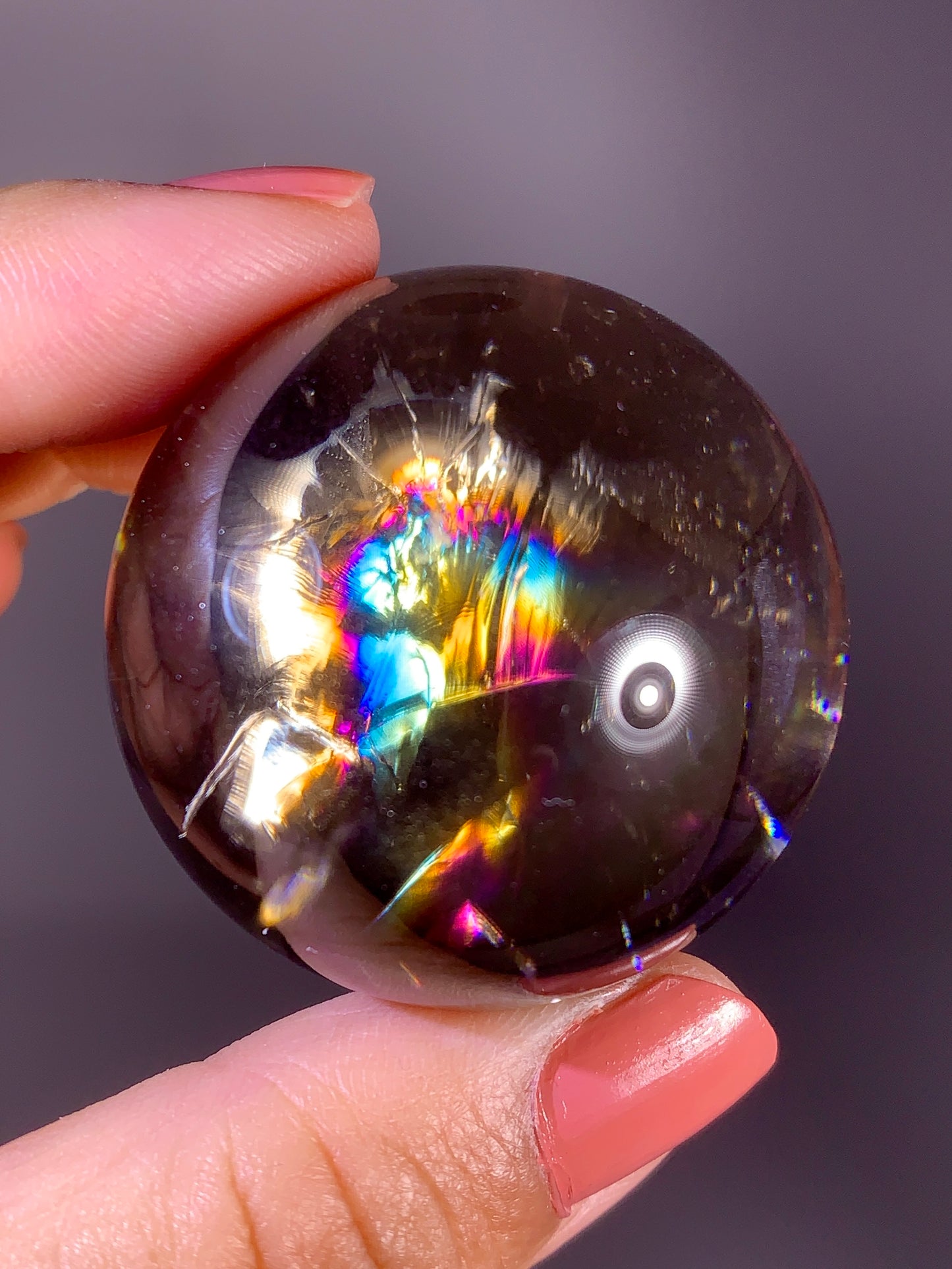High-Quality Smoky Quartz Sphere with Natural Rainbow from Brazil