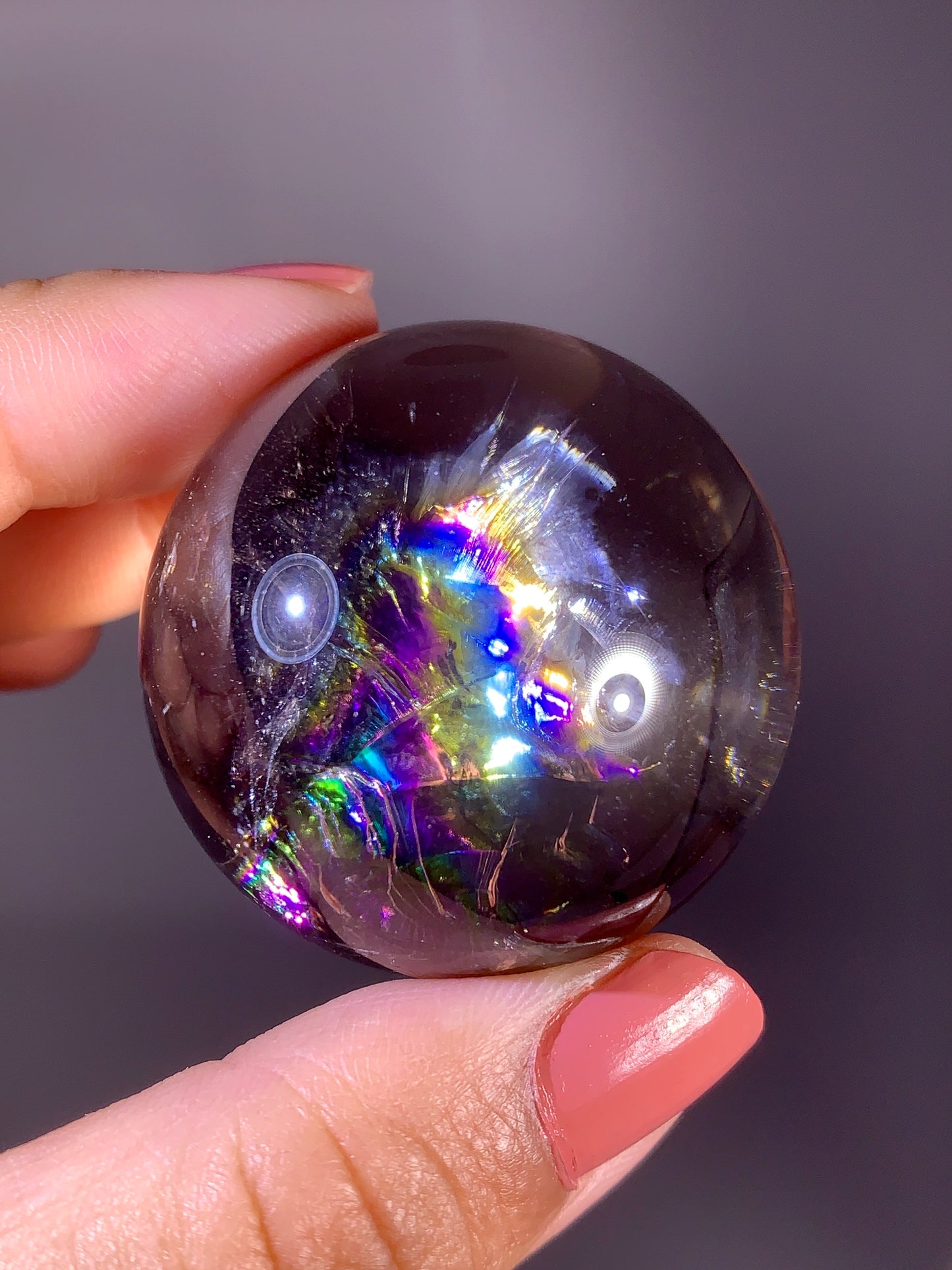 High-Quality Smoky Quartz Sphere with Natural Rainbow from Brazil