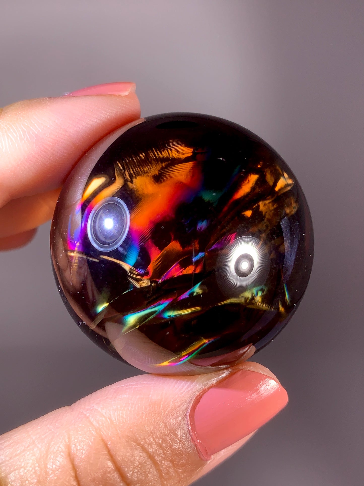 High-Quality Smoky Quartz Sphere with Natural Rainbow from Brazil