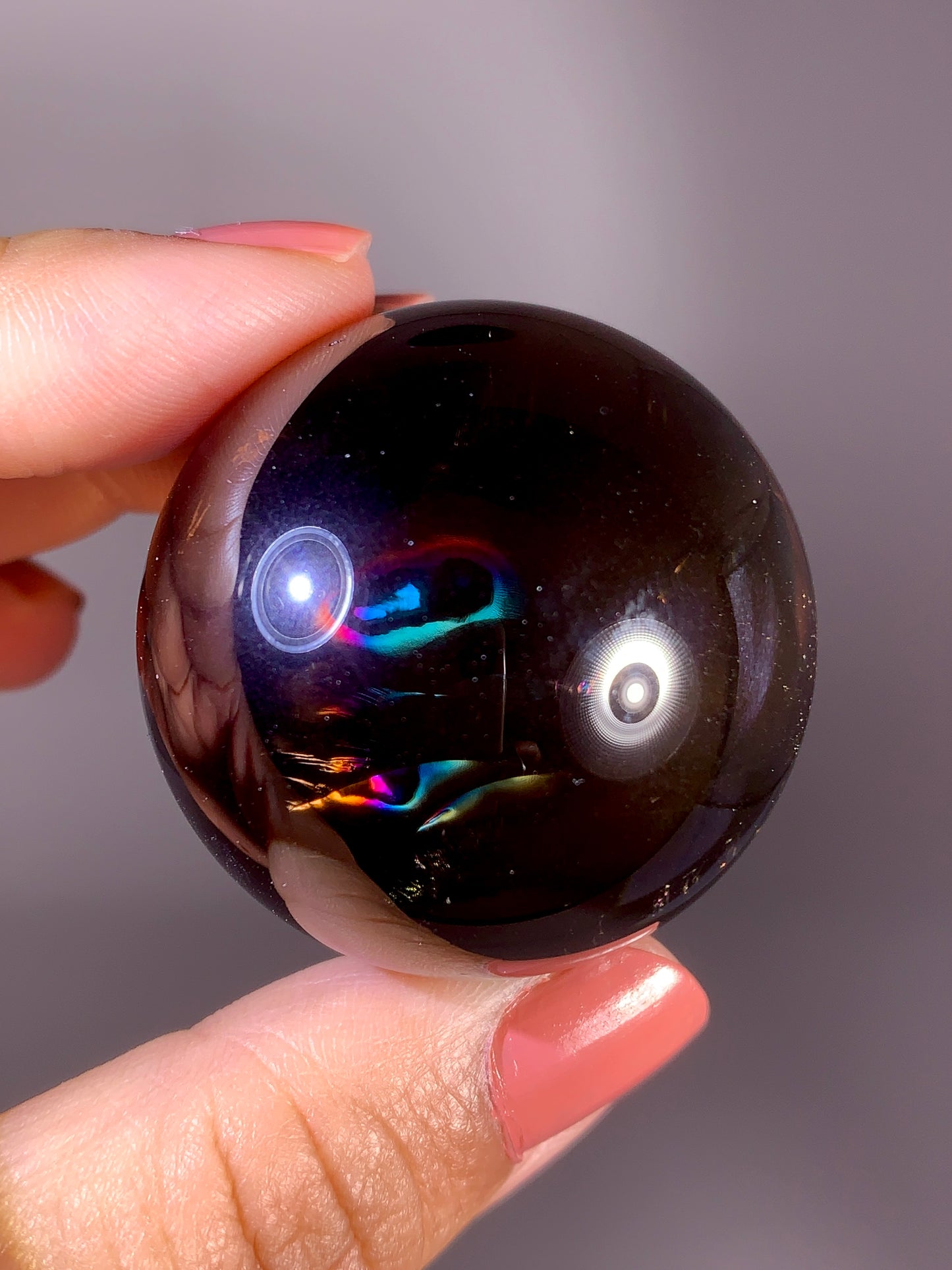 High-Quality Smoky Quartz Sphere with Natural Rainbow from Brazil