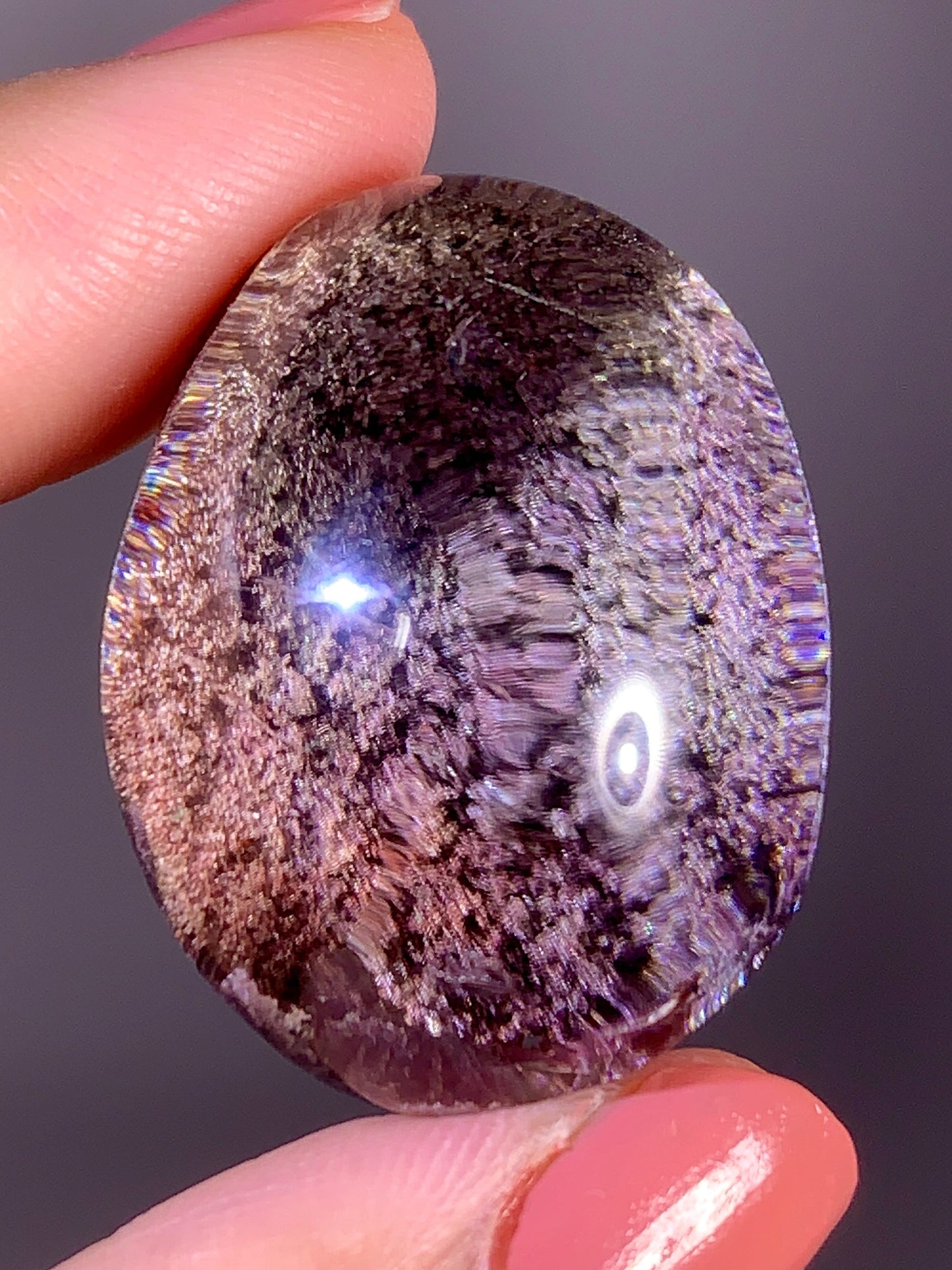 High-Quality Pink & Purple Garden Quartz Lens from Brazil
