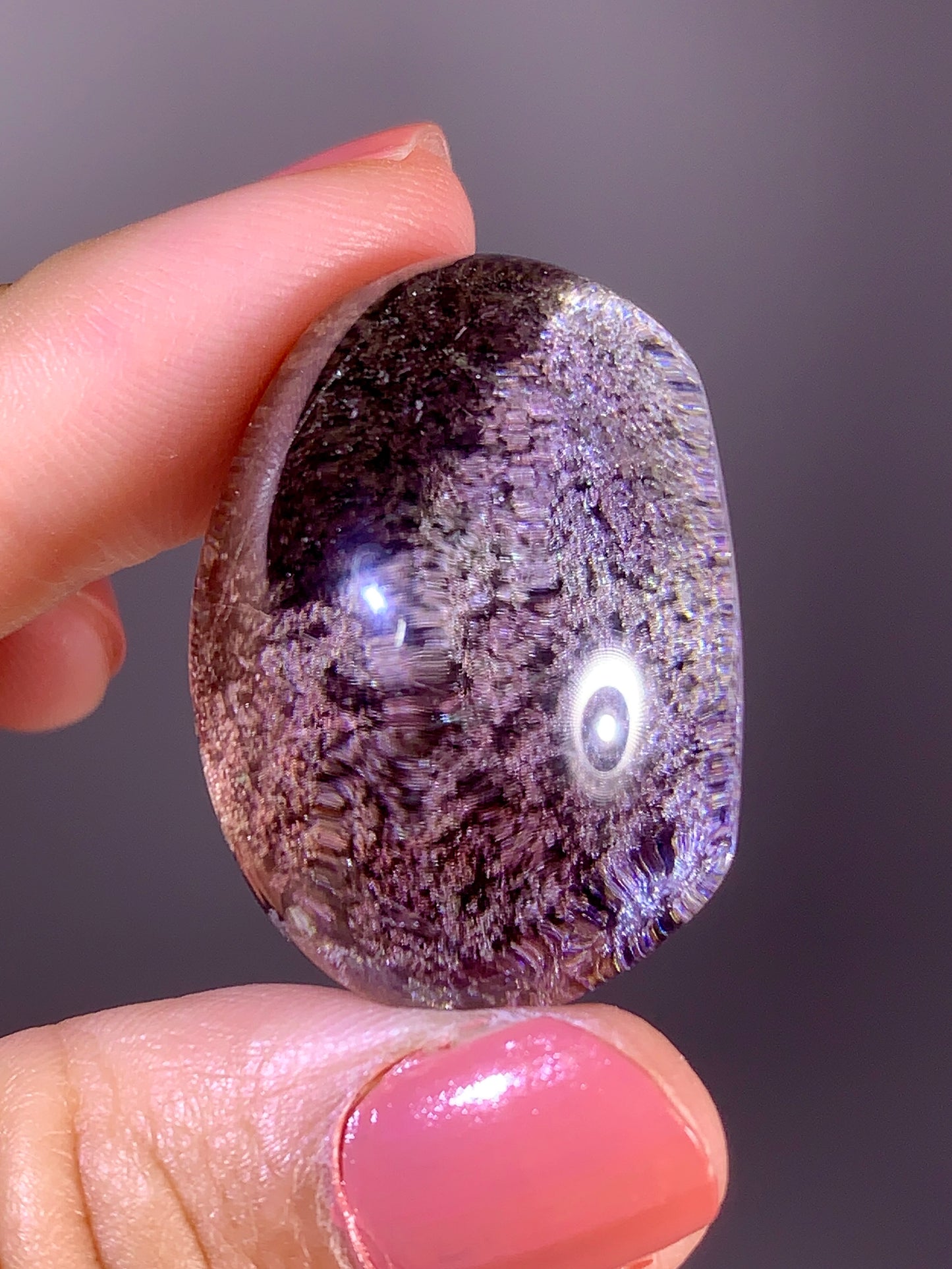 High-Quality Pink & Purple Garden Quartz Lens from Brazil