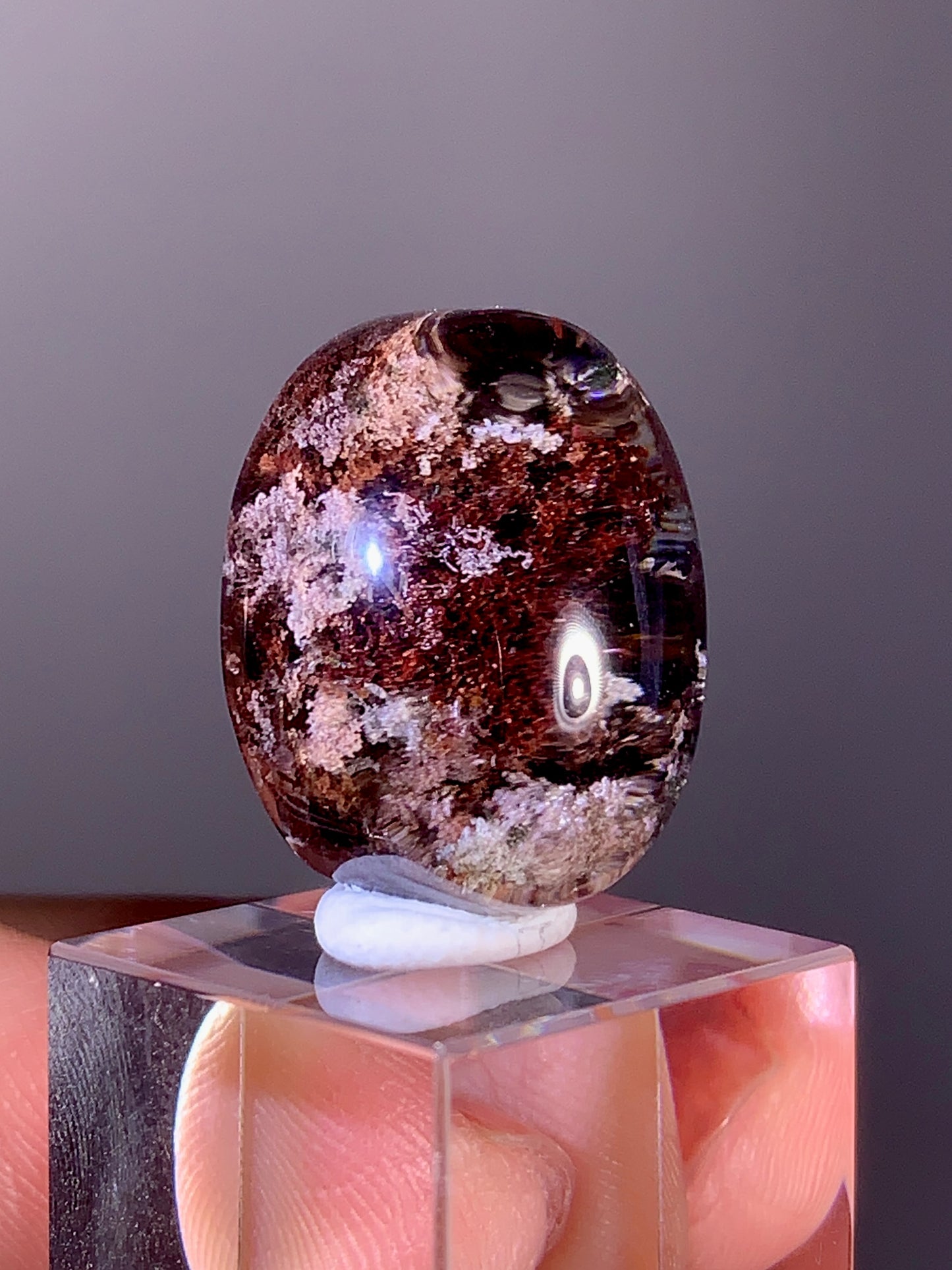 High-Quality Pink & Red Garden Quartz Cabochon from Brazil