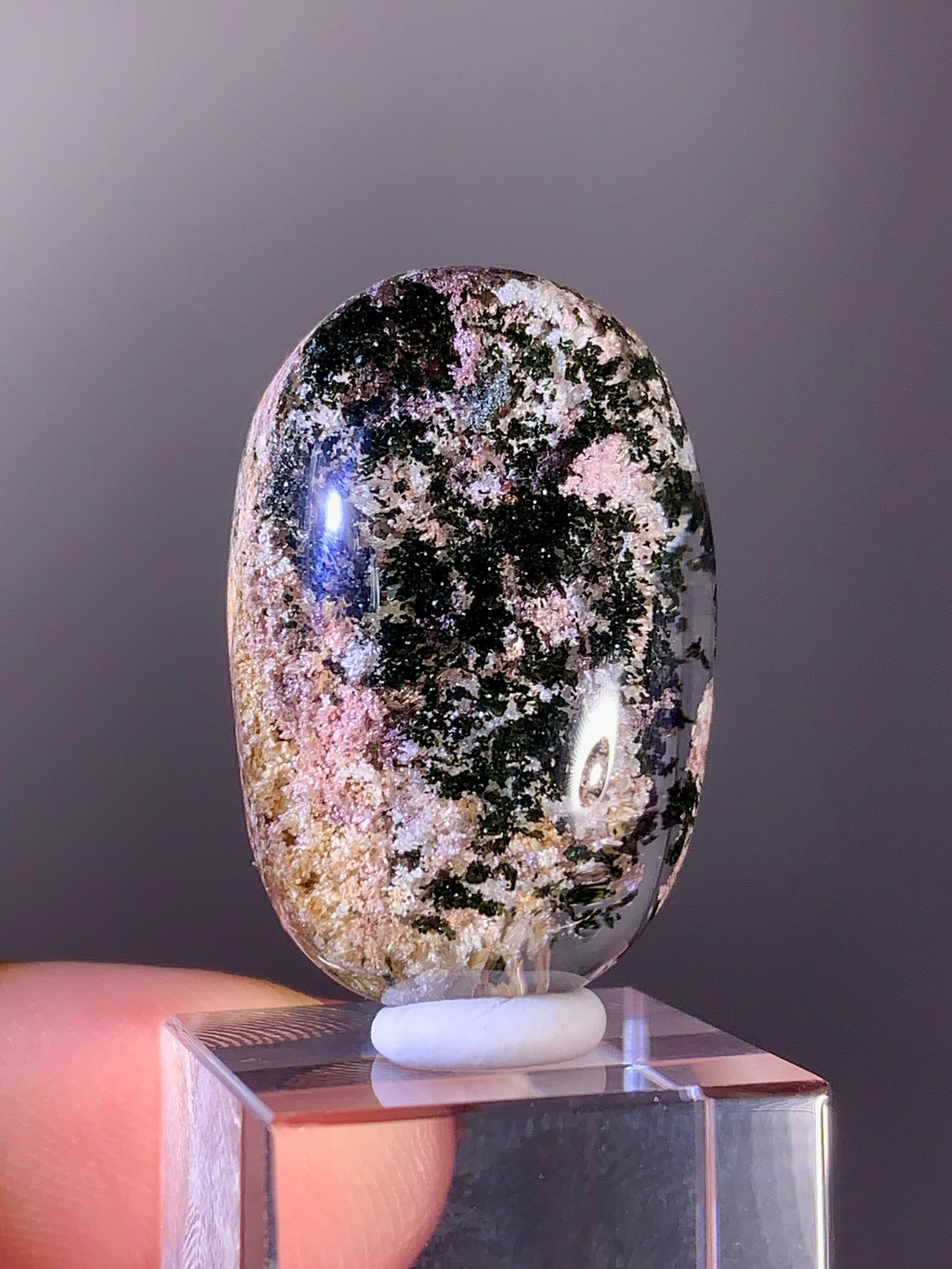 High-Quality Unique Color Combination Garden Quartz Cabochon from Brazil